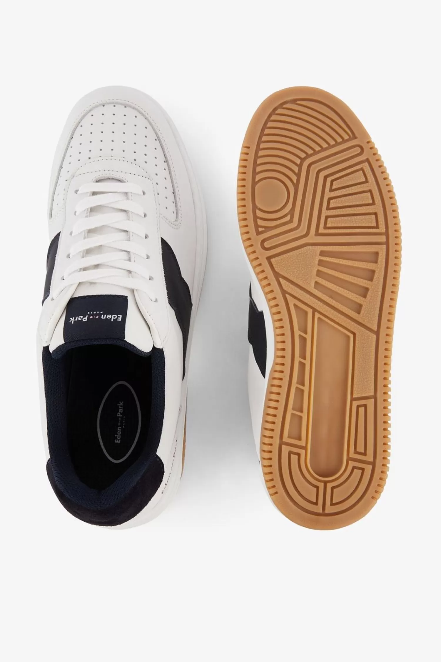 baskets_blanches_bicolores_en_cuir_3.webp Eden Park Baskets Blanches Bicolores En Cuir-Homme Sneakers