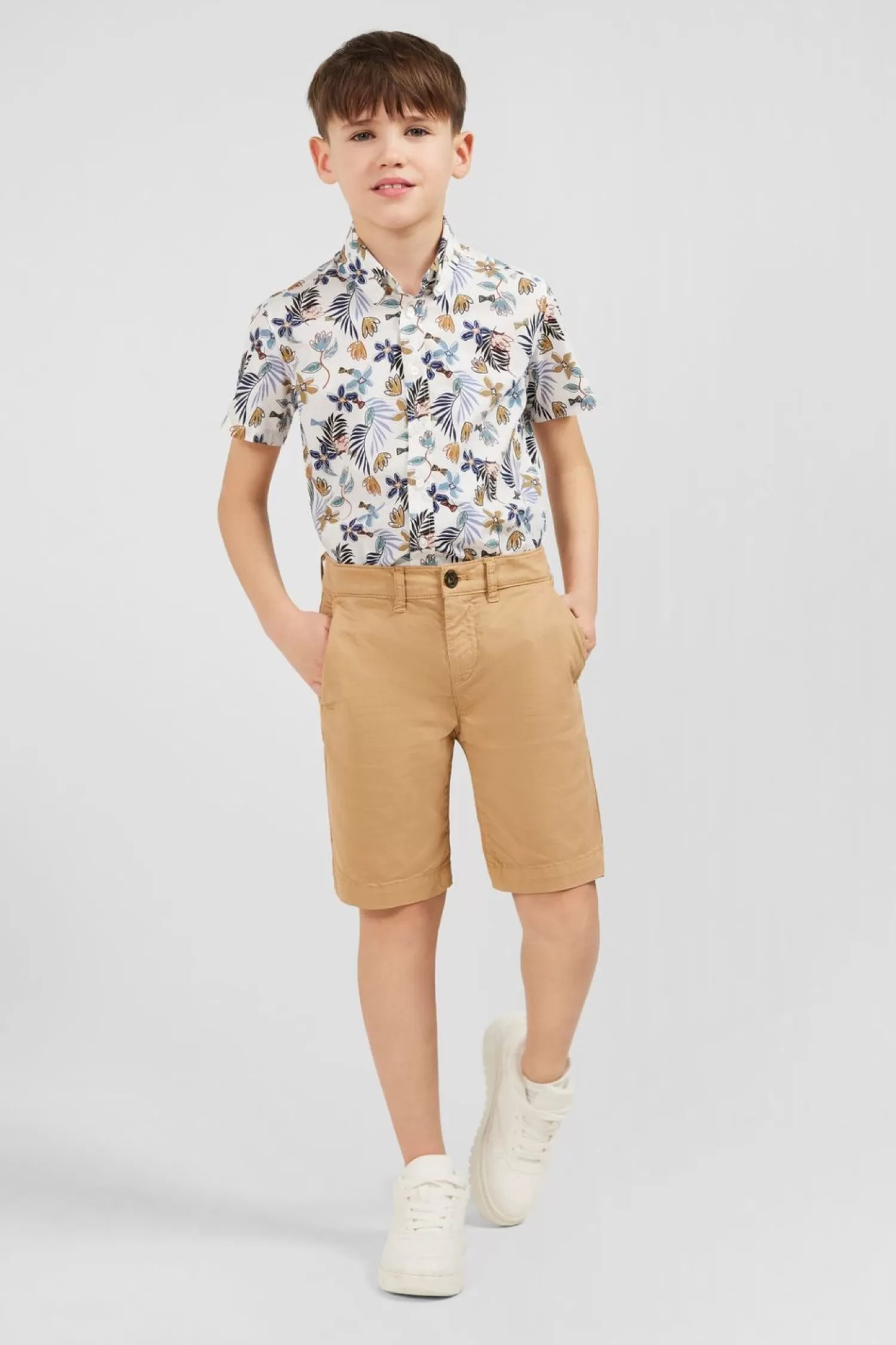 Eden Park Bermuda Chino Beige En Coton Stretch-Enfant Enfant