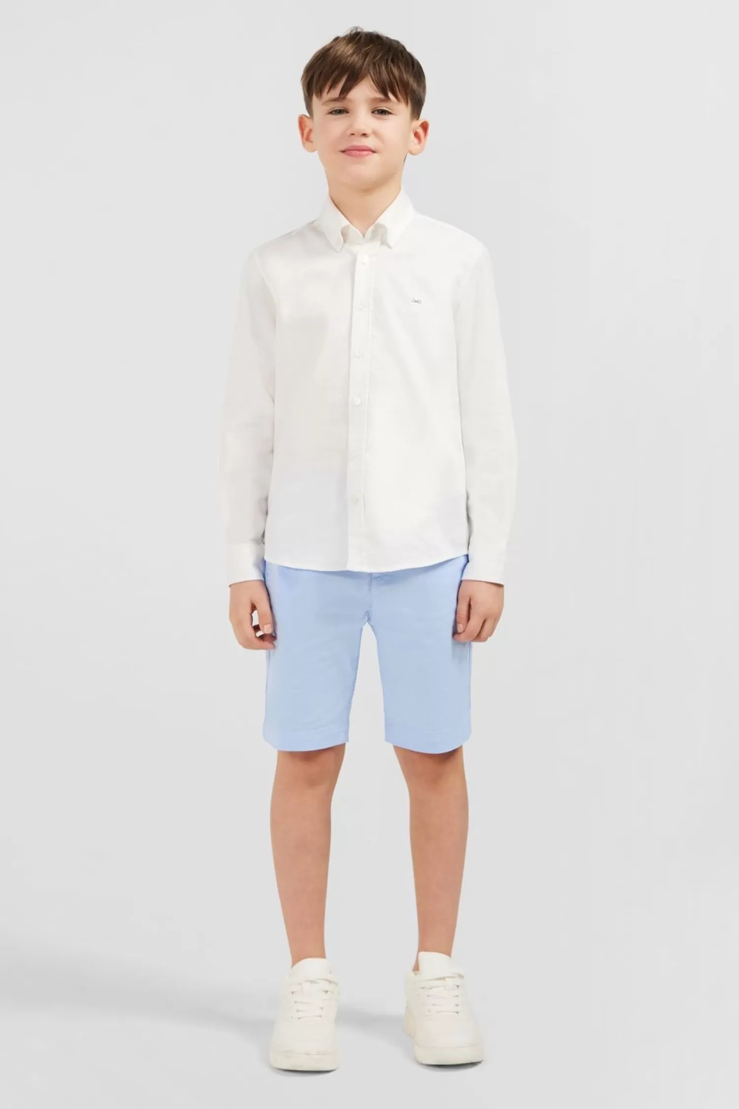 Eden Park Bermuda Chino Bleu Ciel En Coton Stretch-Enfant Enfant