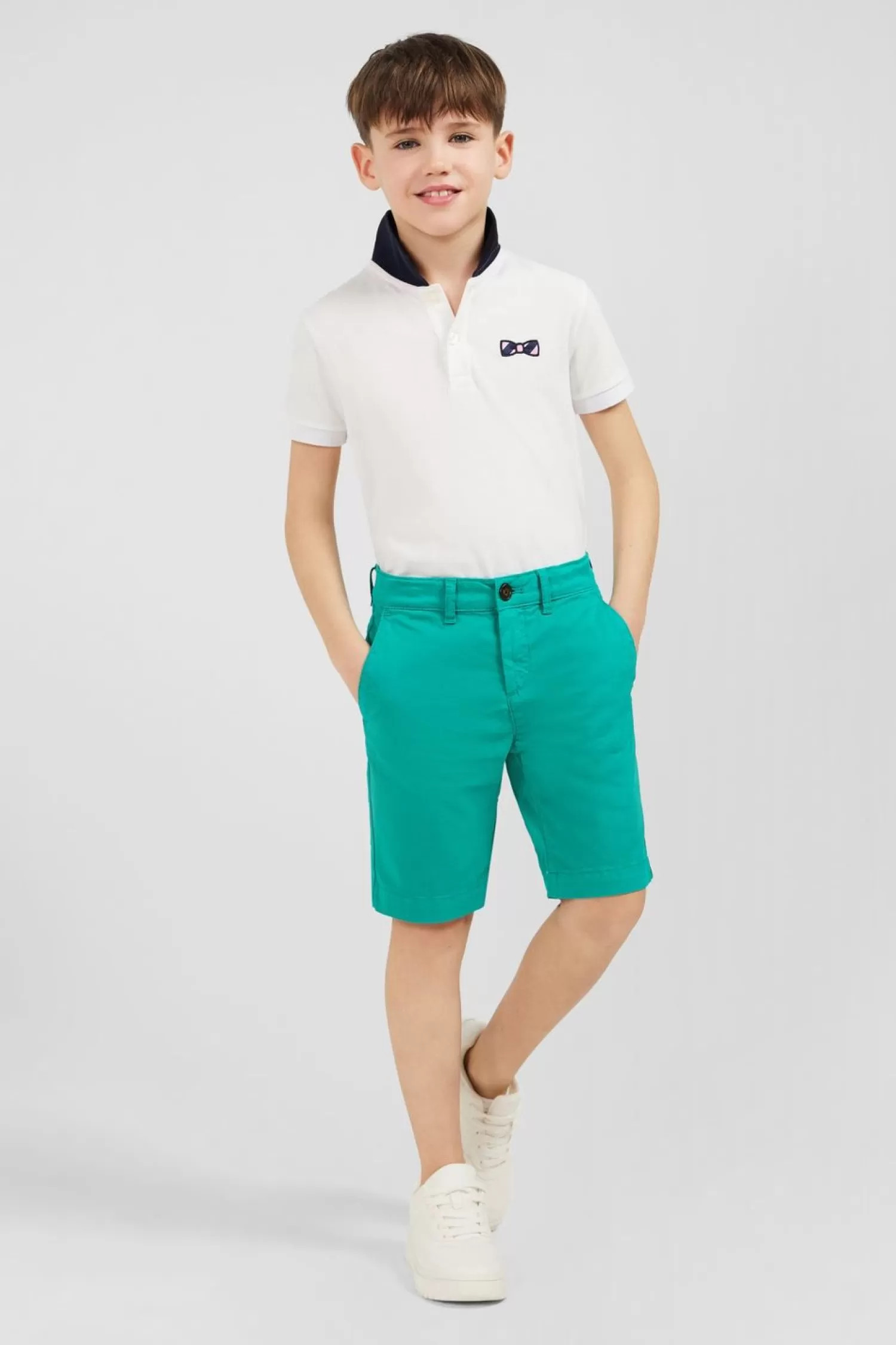 Eden Park Bermuda Chino Vert En Coton Stretch-Enfant Enfant