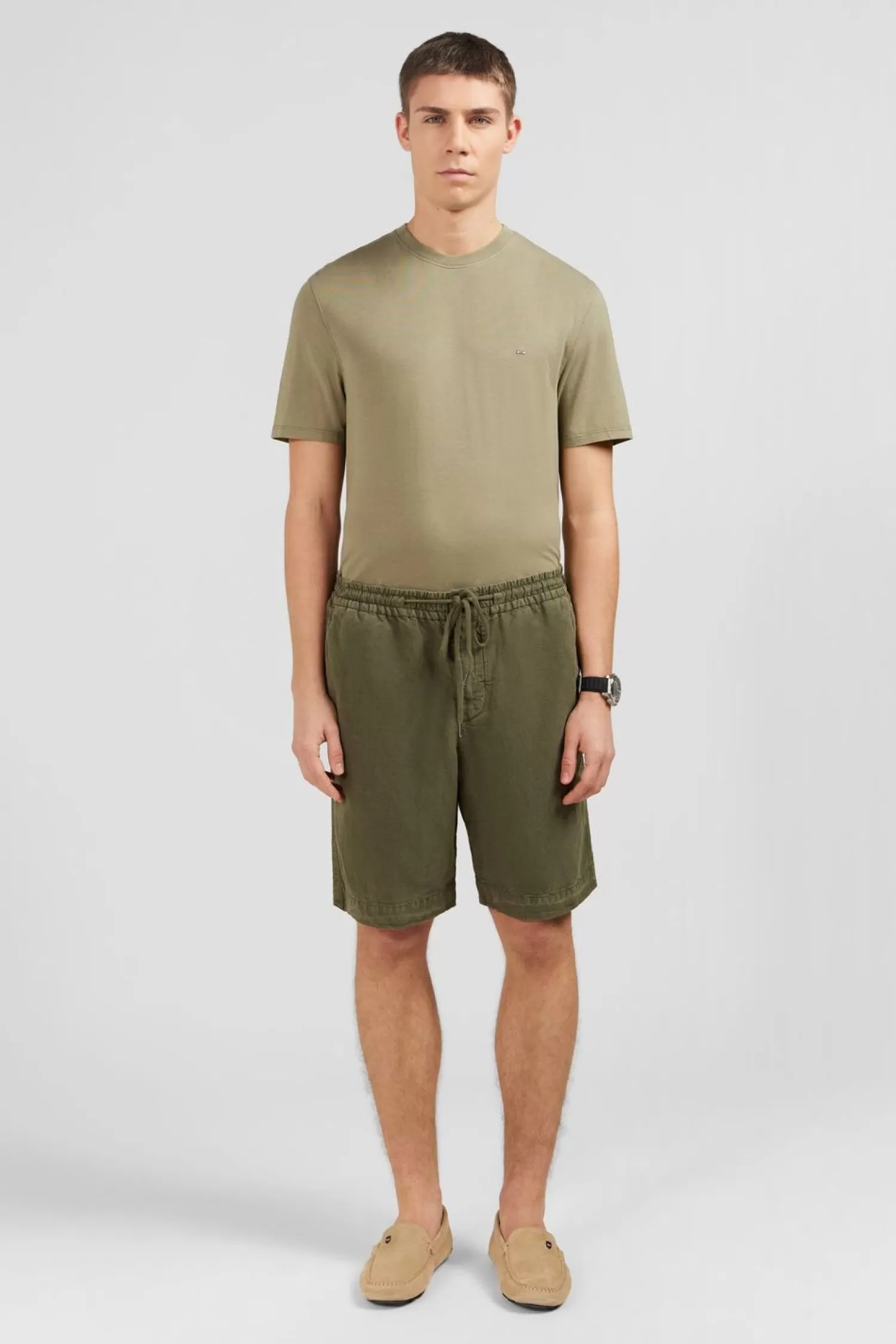 Eden Park Bermuda Kaki A Taille Elastiquee-Homme Shorts Et Bermudas