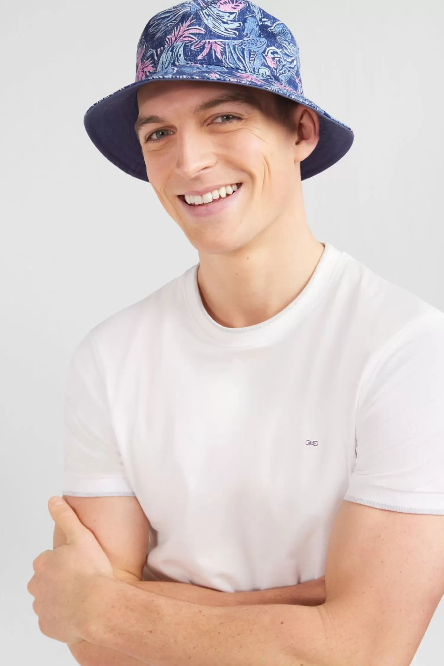 Eden Park Bob En Coton Reversible Marine Imprime-Homme Casquettes