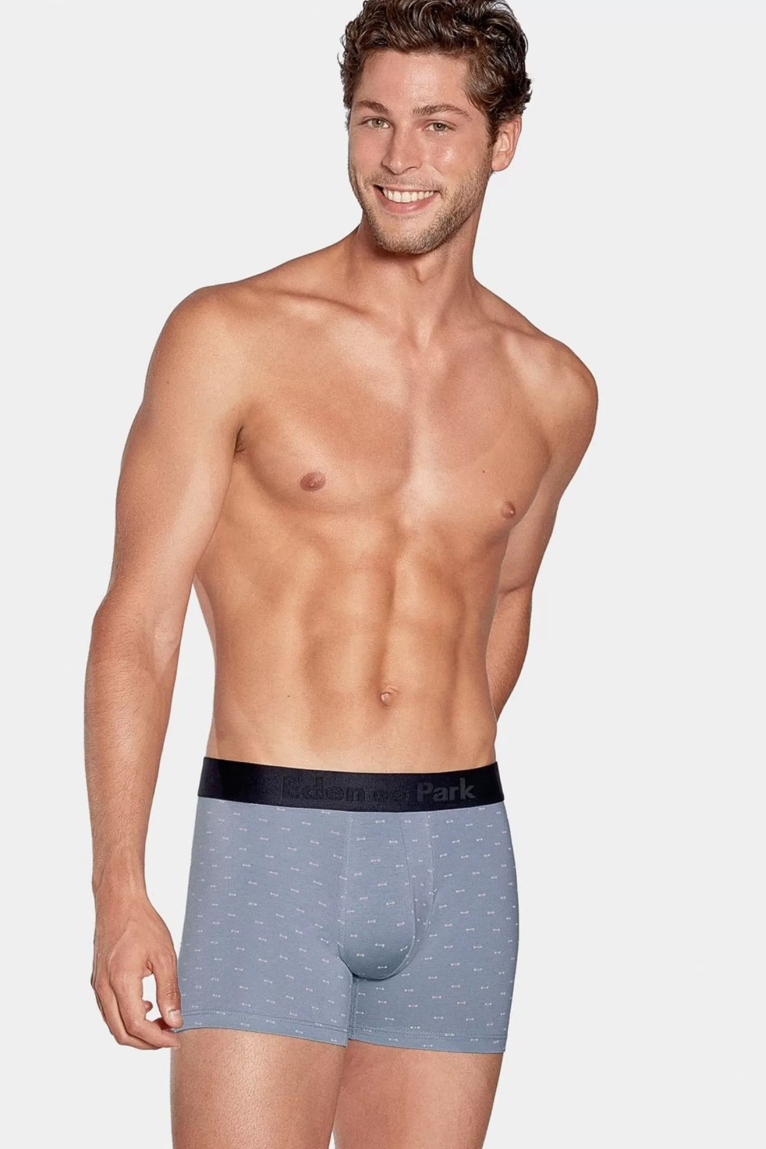 Eden Park Boxer A Micro Motifs Noeud Papillon Gris Et Rose En Coton Stretch-Homme Sous-Vêtements
