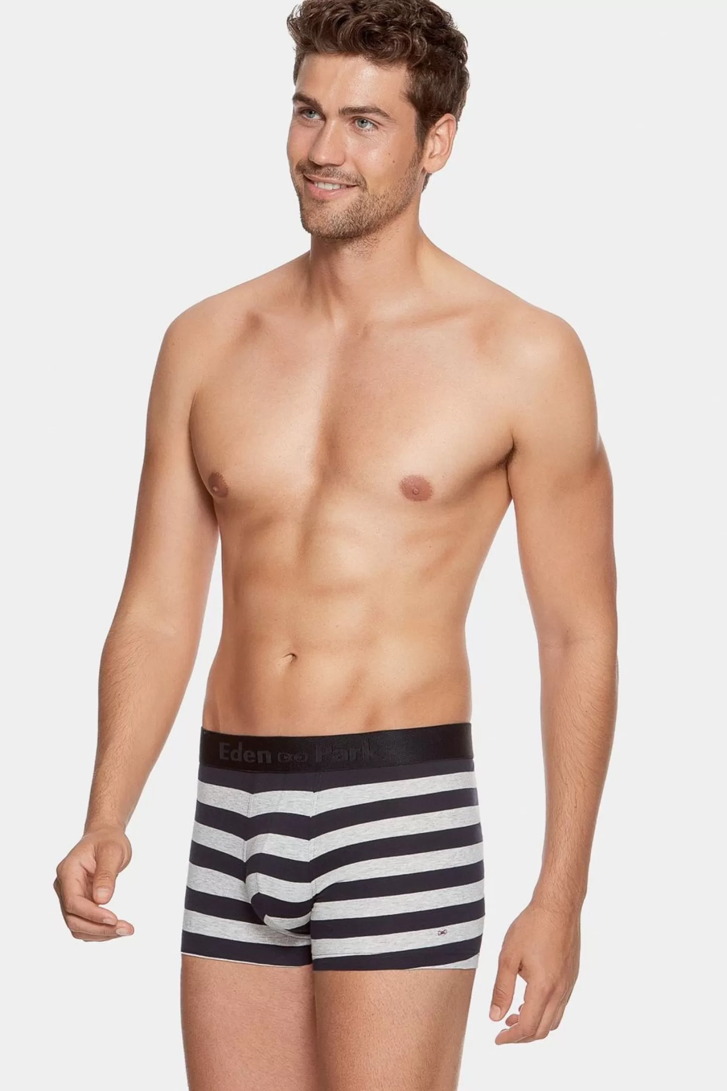 Eden Park Boxer Cercle Marine Et Gris En Coton Stretch-Homme Sous-Vêtements