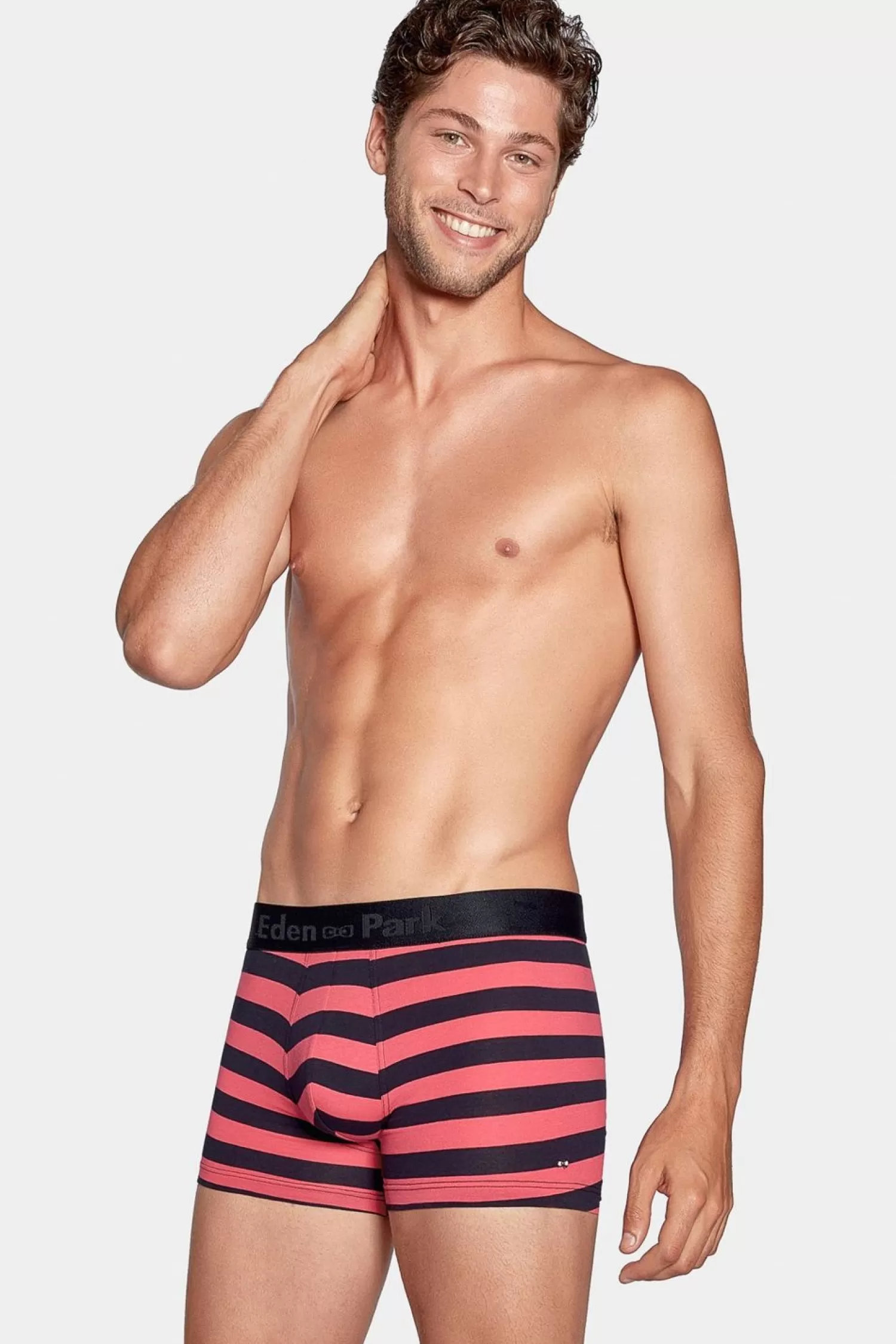 Eden Park Boxer Cercle Marine Et Rouge En Coton Stretch-Homme Sous-Vêtements