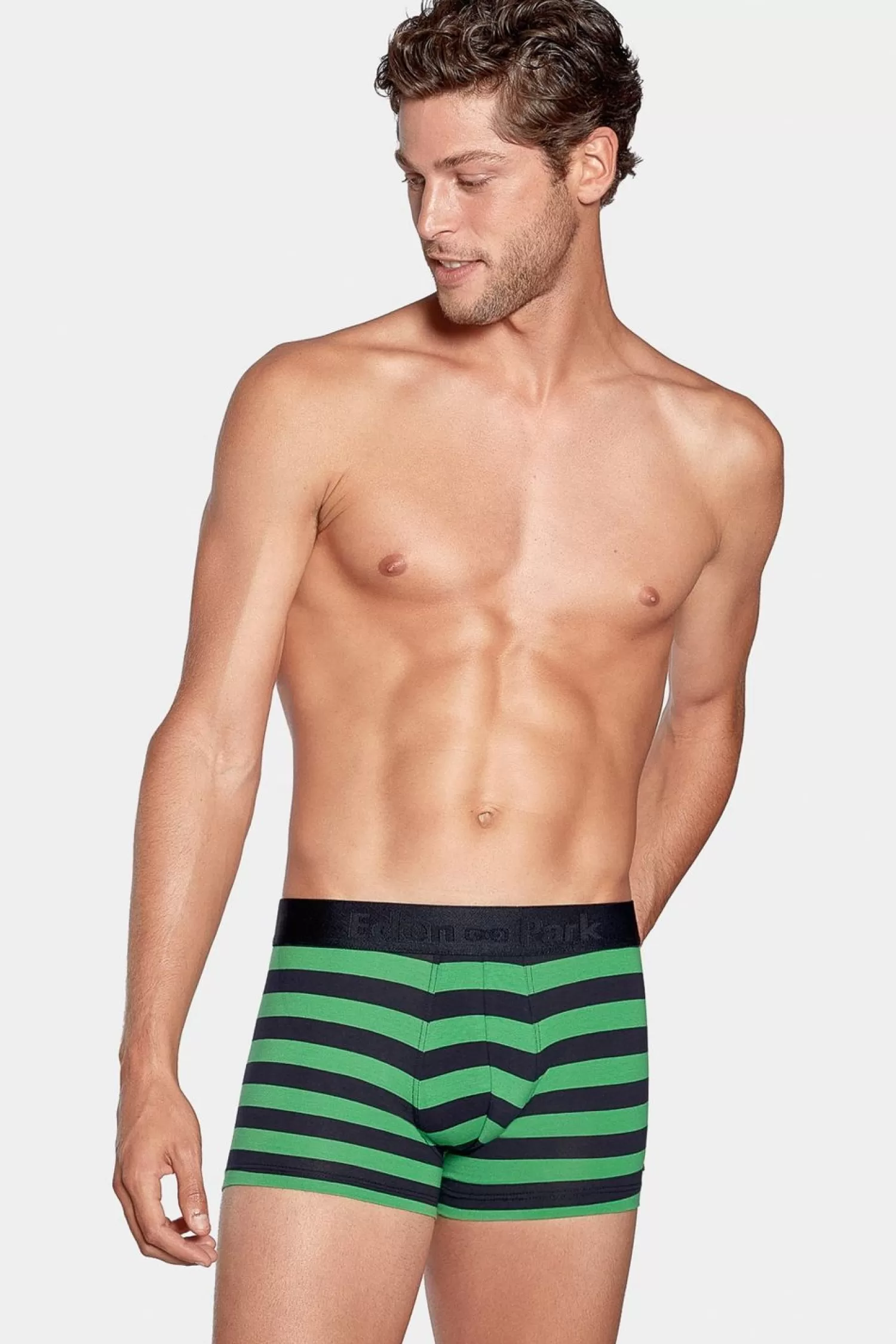 Eden Park Boxer Cercle Marine Et Vert En Coton Stretch-Homme Sous-Vêtements