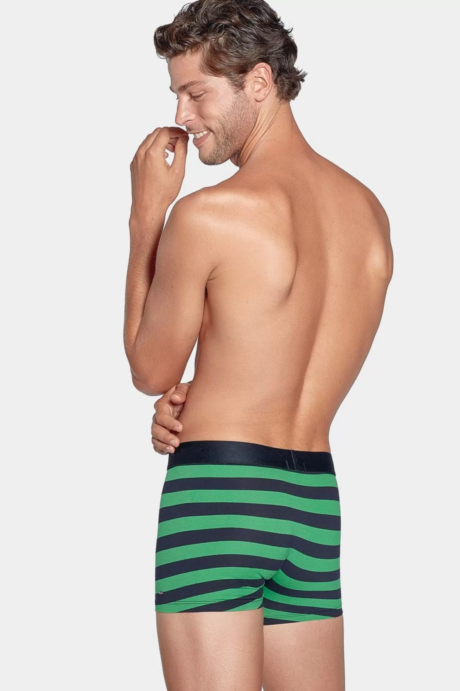 Eden Park Boxer Cercle Marine Et Vert En Coton Stretch-Homme Sous-Vêtements