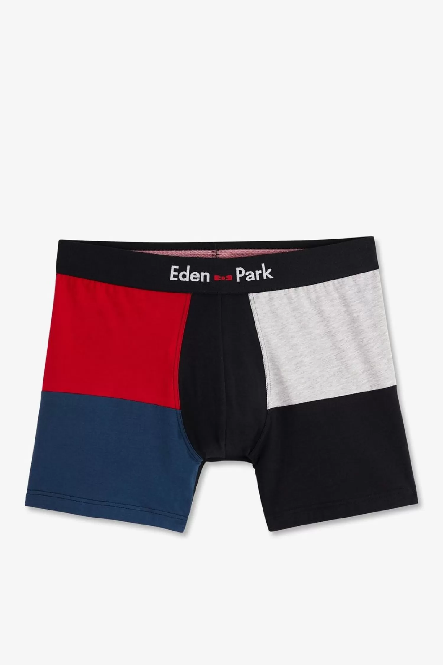 Eden Park Boxer Colorblock Marine Rouge Et Gris En Coton Stretch-Homme Sous-Vêtements