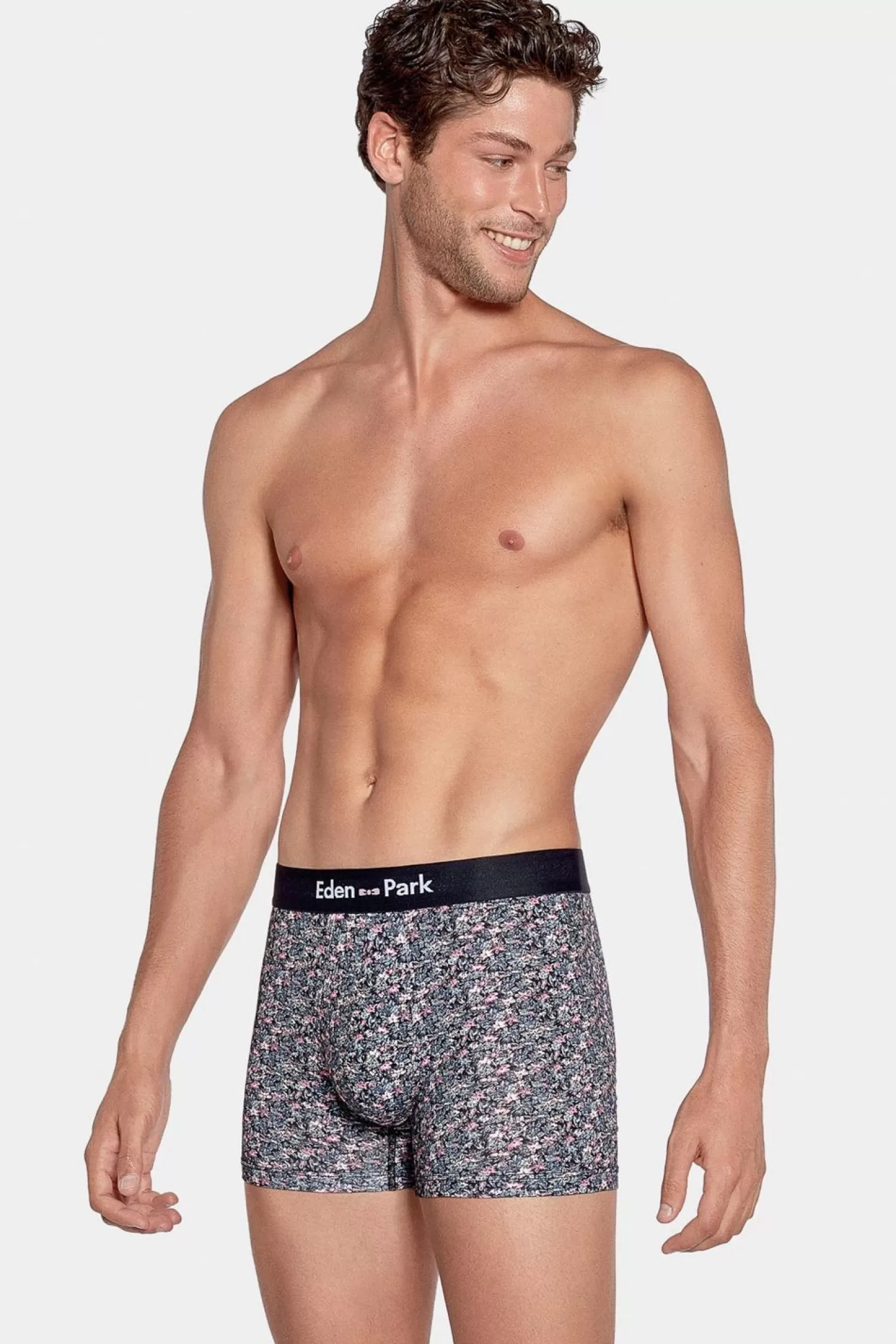 Eden Park Boxer Marine Micro Imprime Fleurs En Coton Stretch-Homme Sous-Vêtements