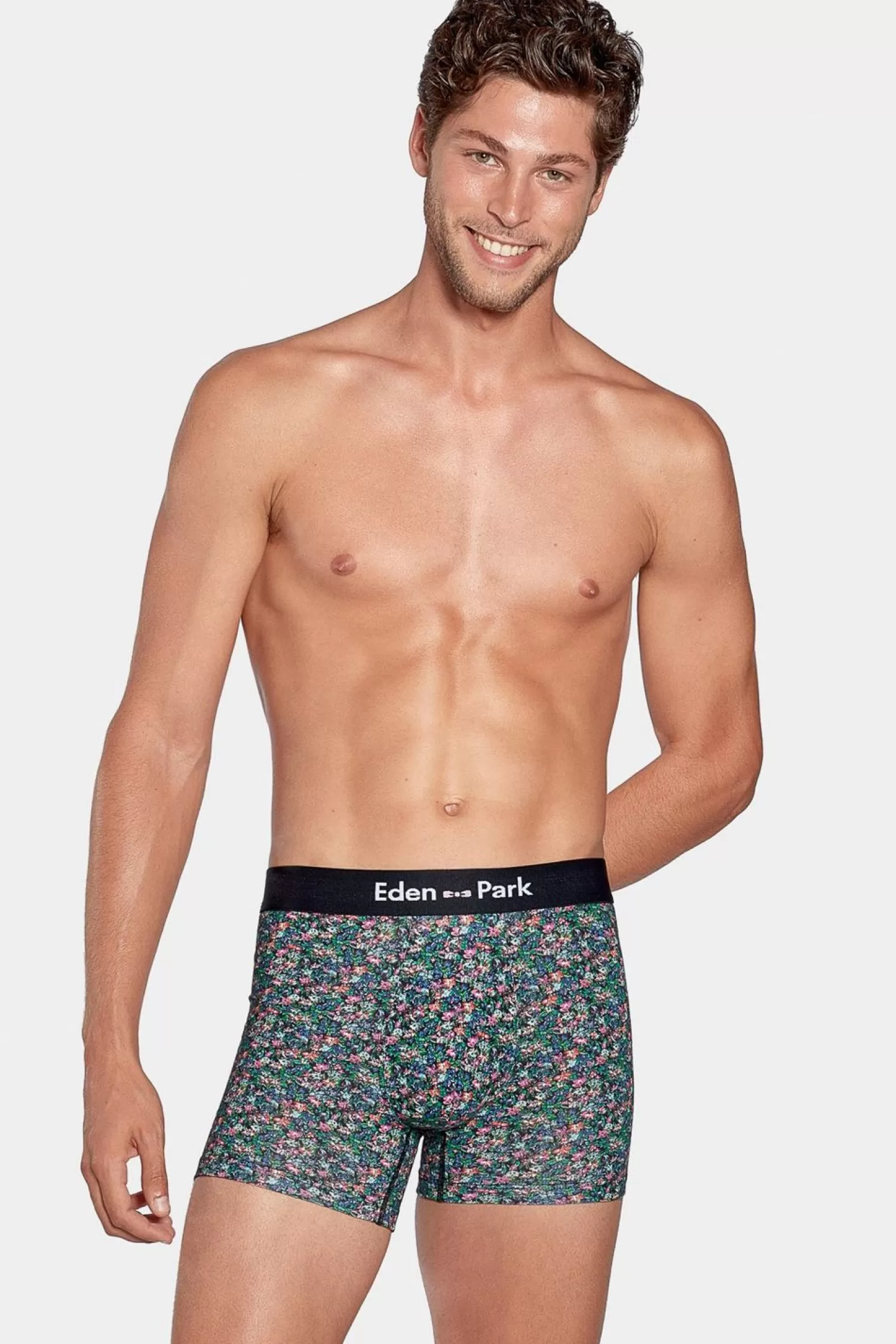 Eden Park Boxer Vert Micro Imprime Fleurs En Coton Stretch-Homme Sous-Vêtements