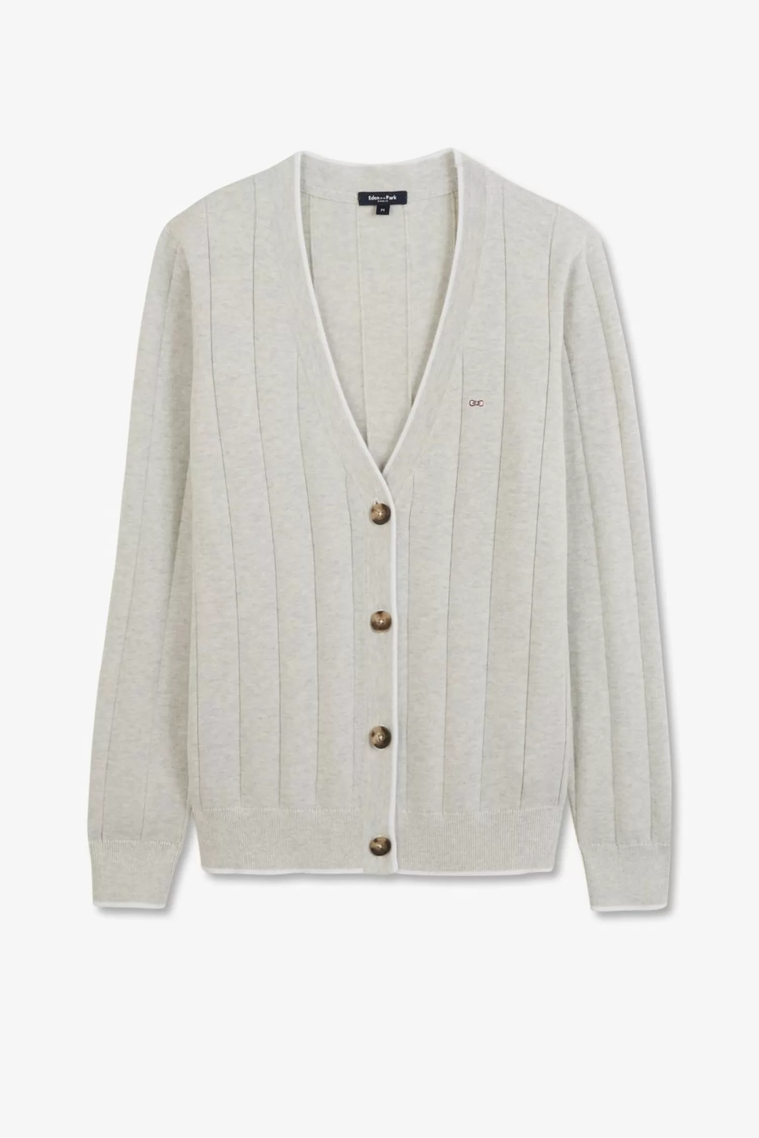 Eden Park Cardigan Boutonne Gris En Jeu De Maille-Femme Cardigans