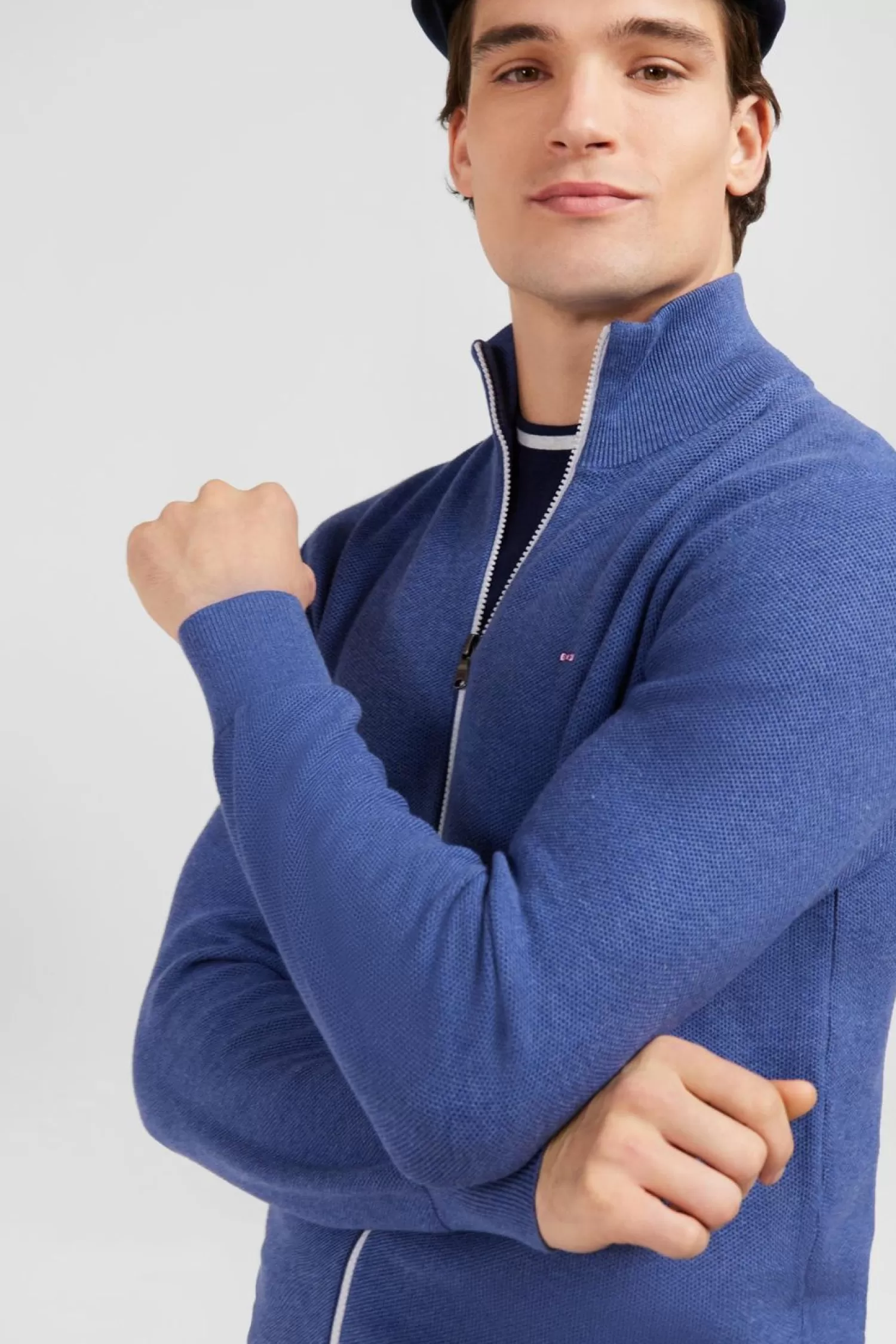 Eden Park Cardigan Zippe Bleu-Homme Cardigans