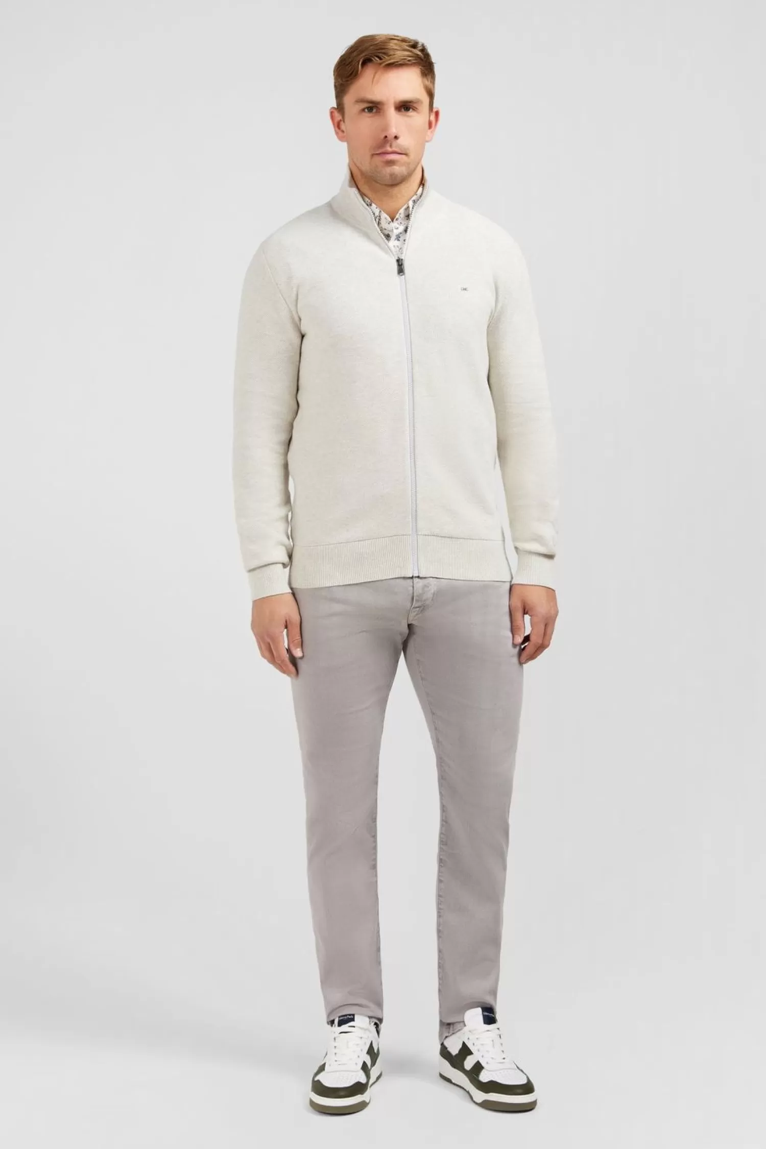 Eden Park Cardigan Zippe Gris-Homme Cardigans