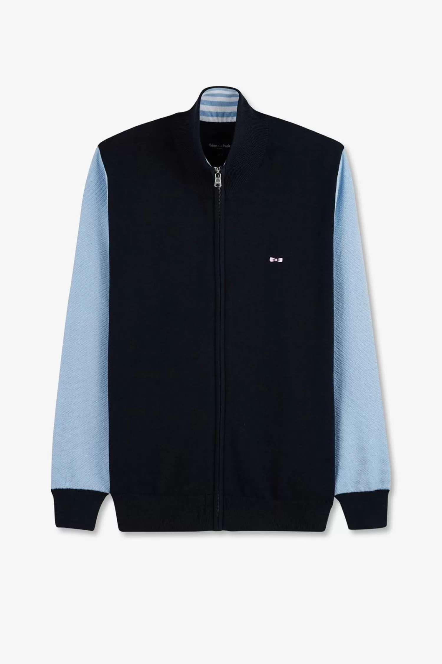 Eden Park Cardigan Zippe Marine Et Bleu Numero 10-Homme Cardigans