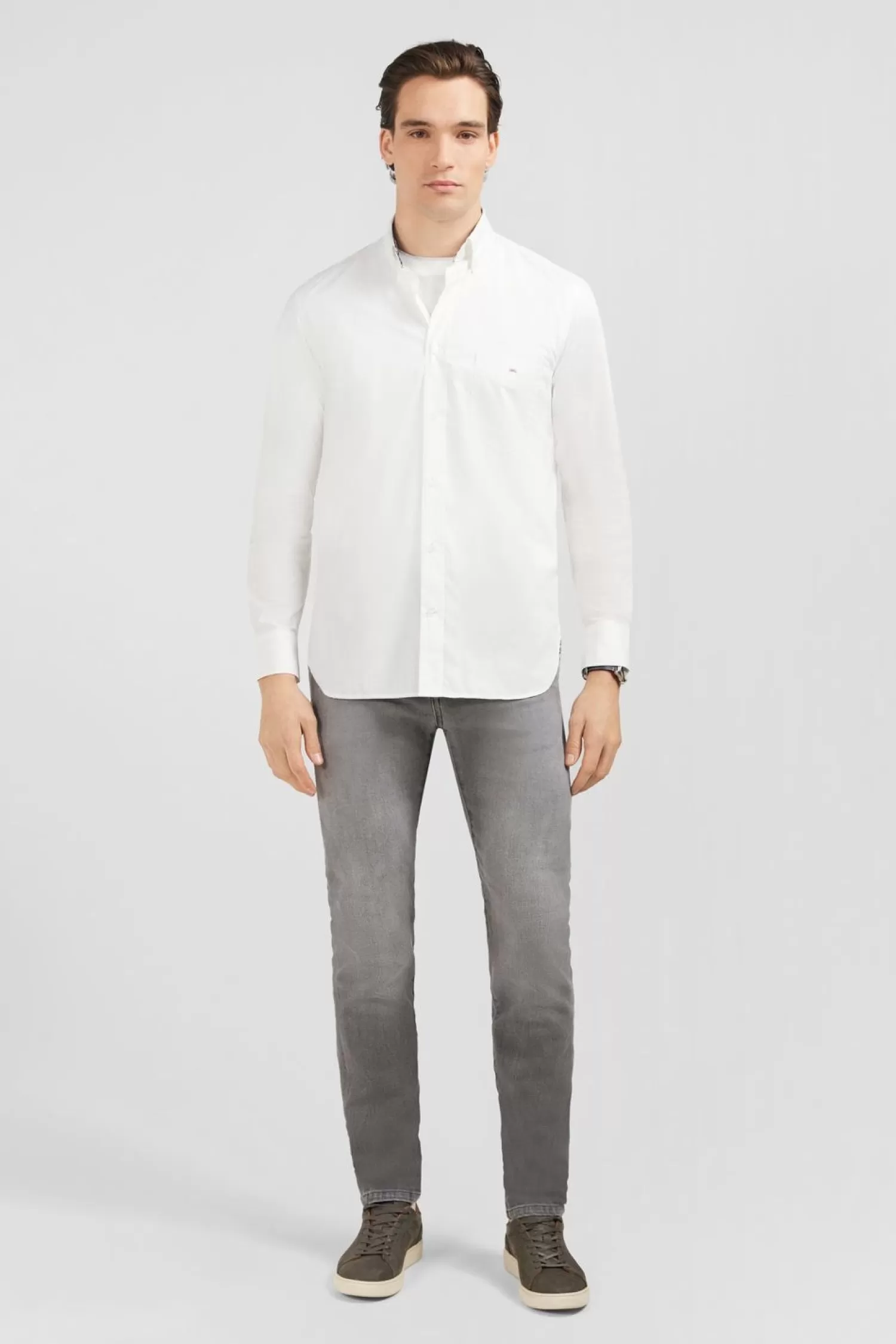 Eden Park Chemise Blanche A Coudieres Fleuries-Homme Chemises