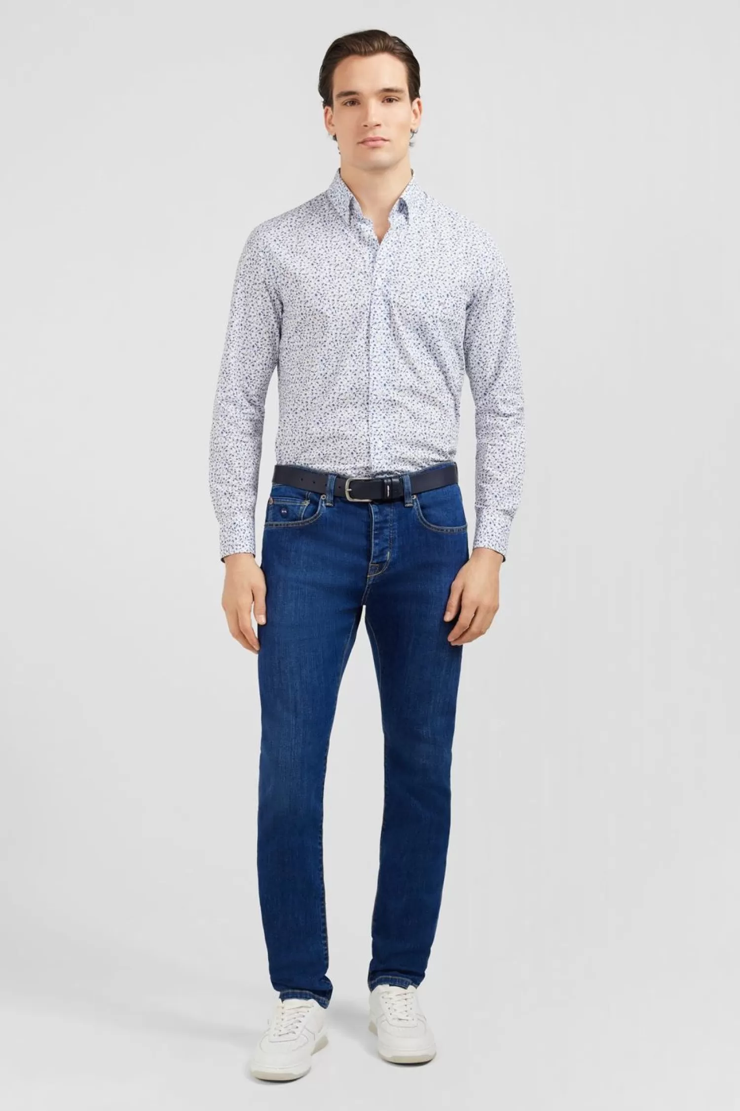 Eden Park Chemise Bleu Clair A Micro Motif Fleuri-Homme Chemises