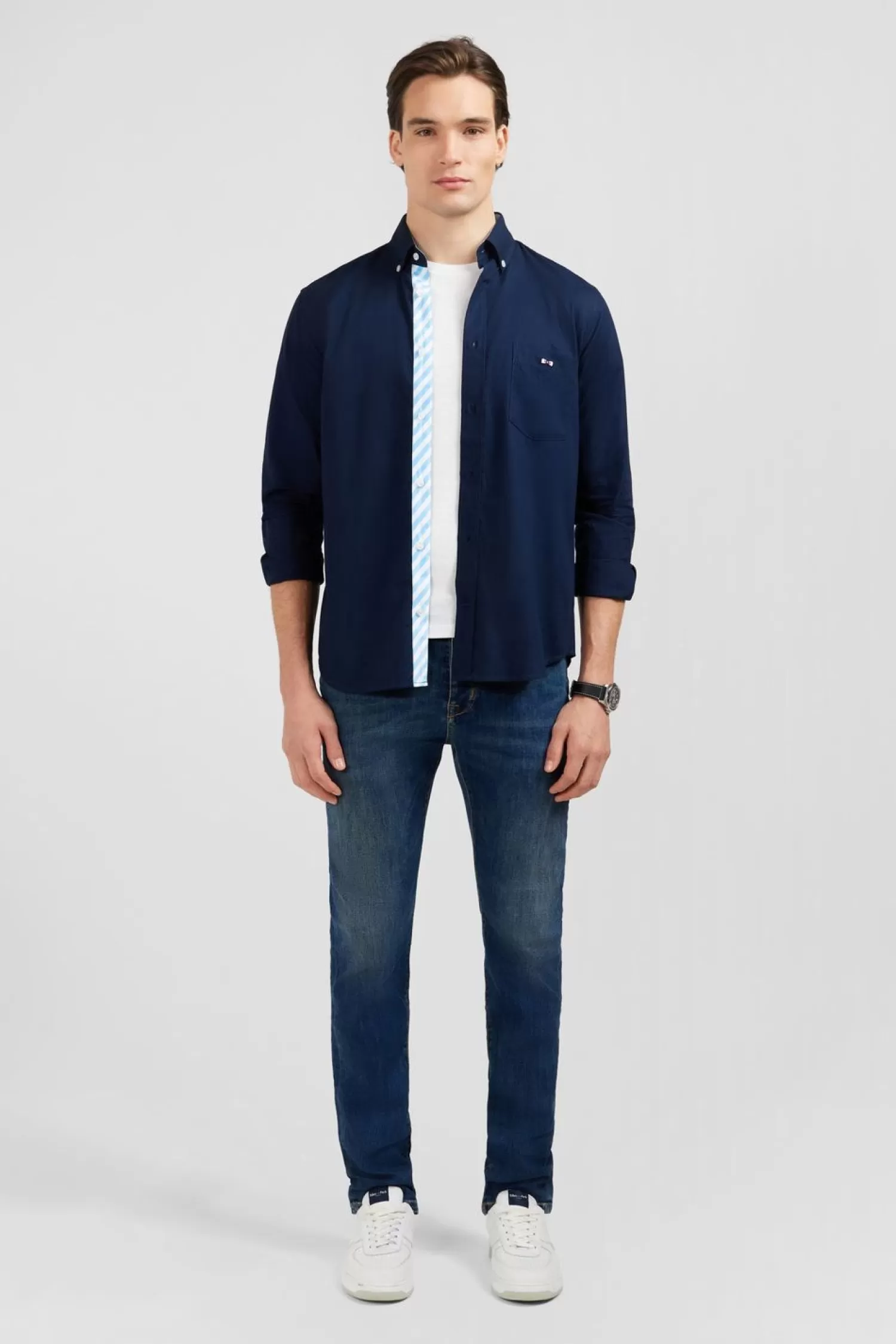 Eden Park Chemise Bleu Fonce A Broderie -Homme Chemises