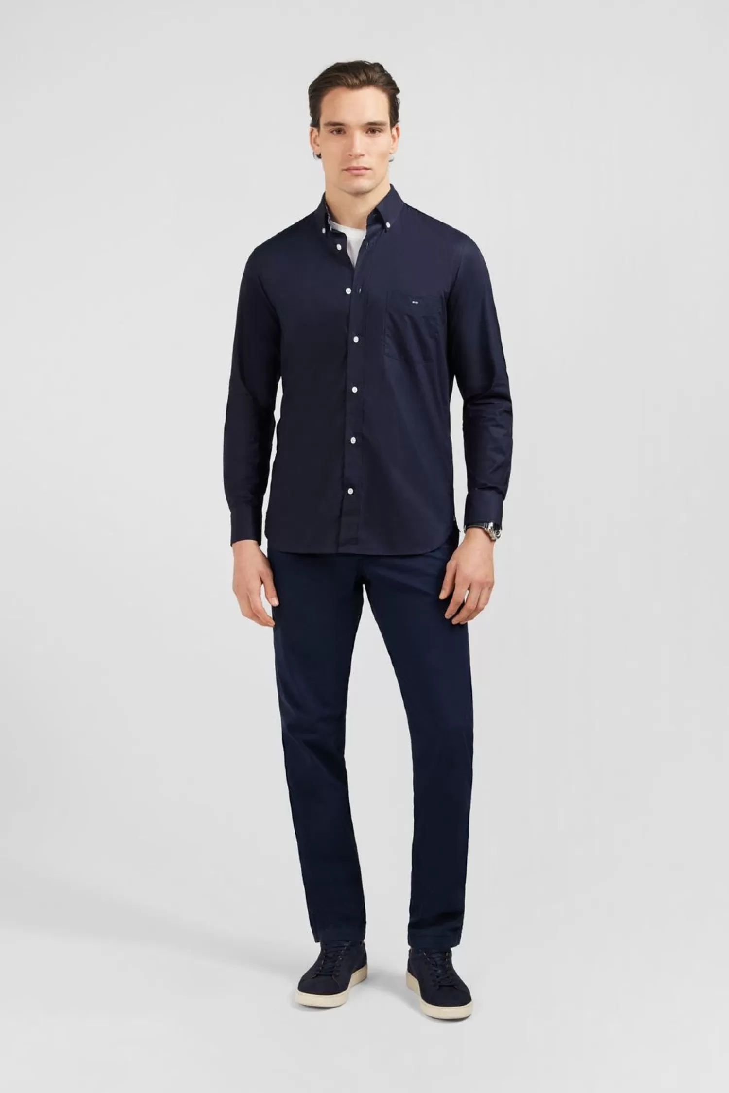 Eden Park Chemise Bleu Marine A Coudieres Fleuries-Homme Chemises