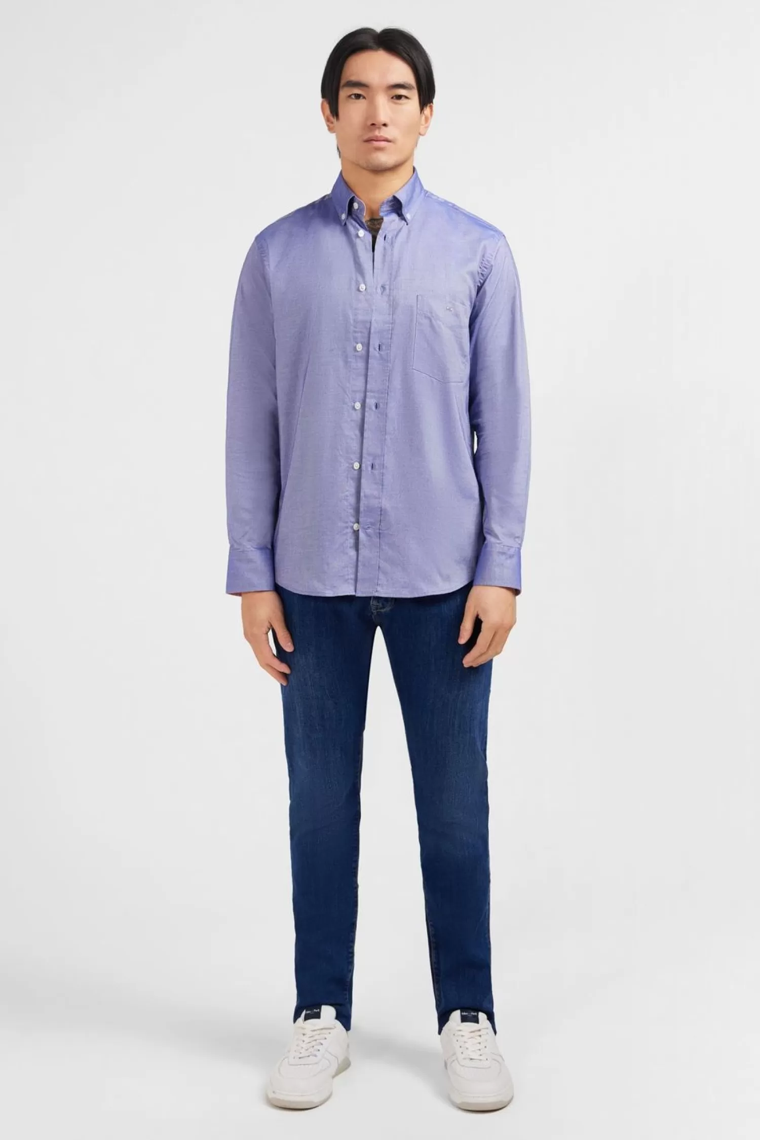 Eden Park Chemise Bleu Marine Unie En Coton-Homme Chemises