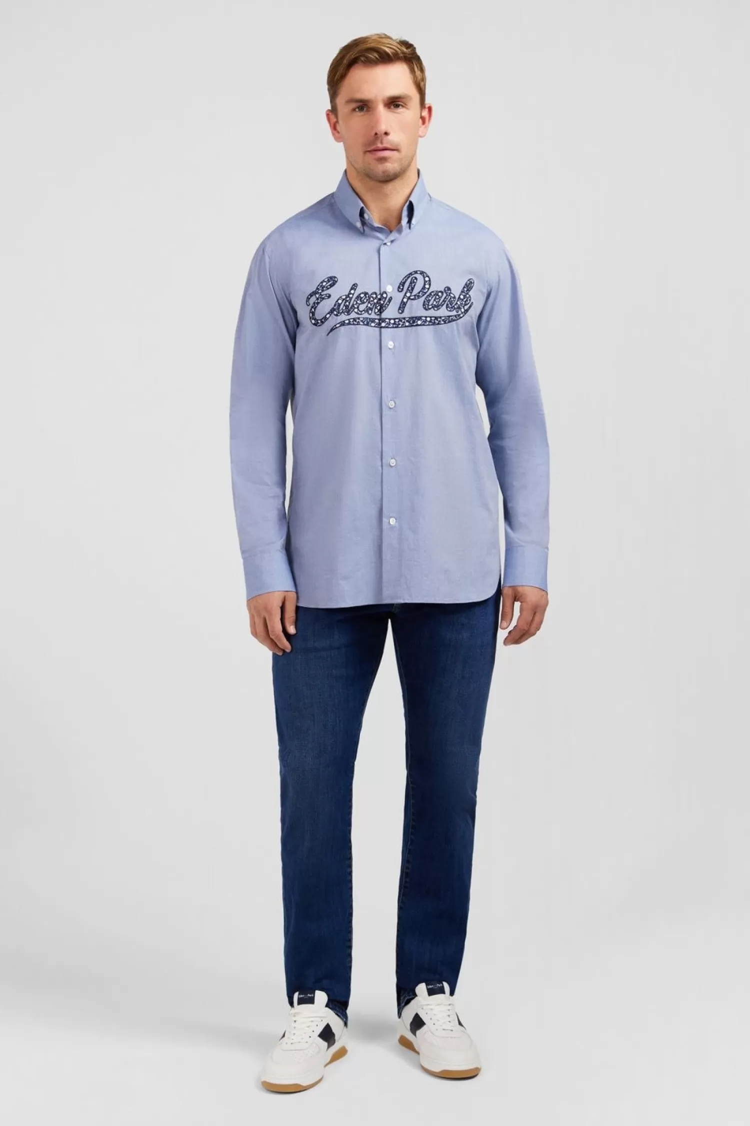 Eden Park Chemise Bleue A Broderie Fleurie-Homme Chemises