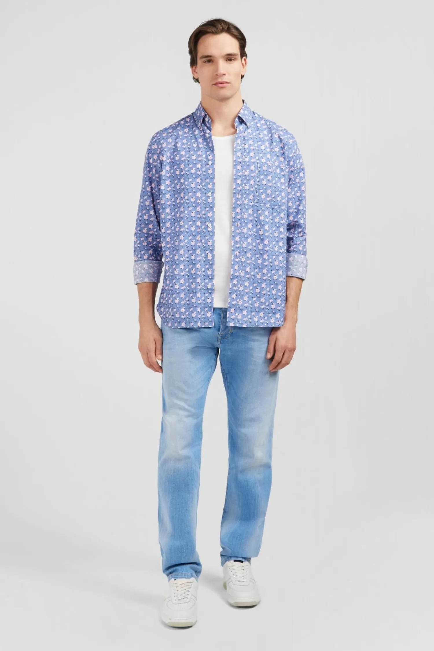 Eden Park Chemise Bleue Imprimee Exclusif Fleurs-Homme Chemises