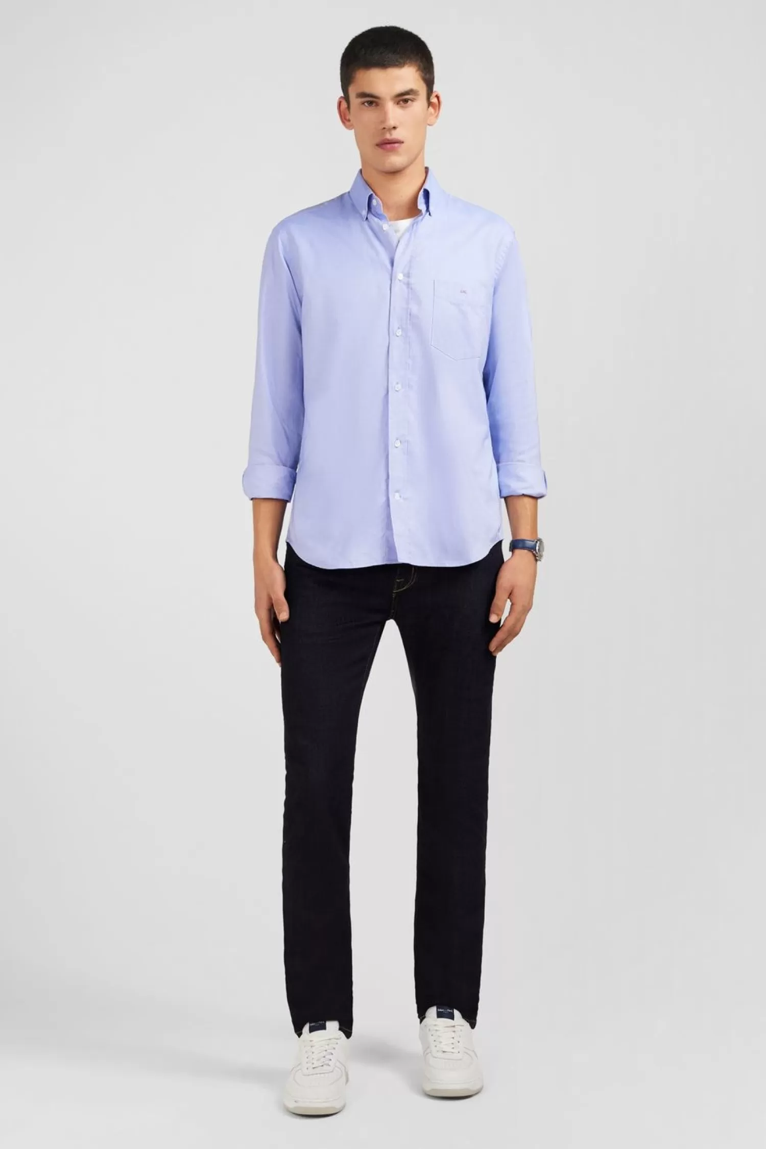 Eden Park Chemise Bleue Unie En Coton-Homme Chemises