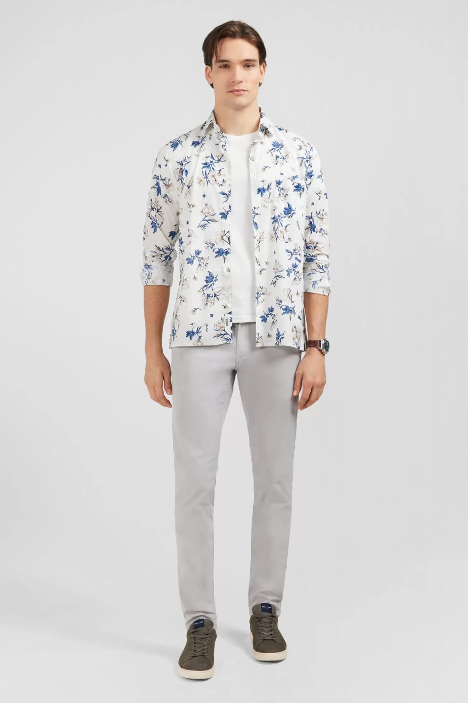 Eden Park Chemise En Coton Blanc Imprimee Fleurs-Homme Chemises