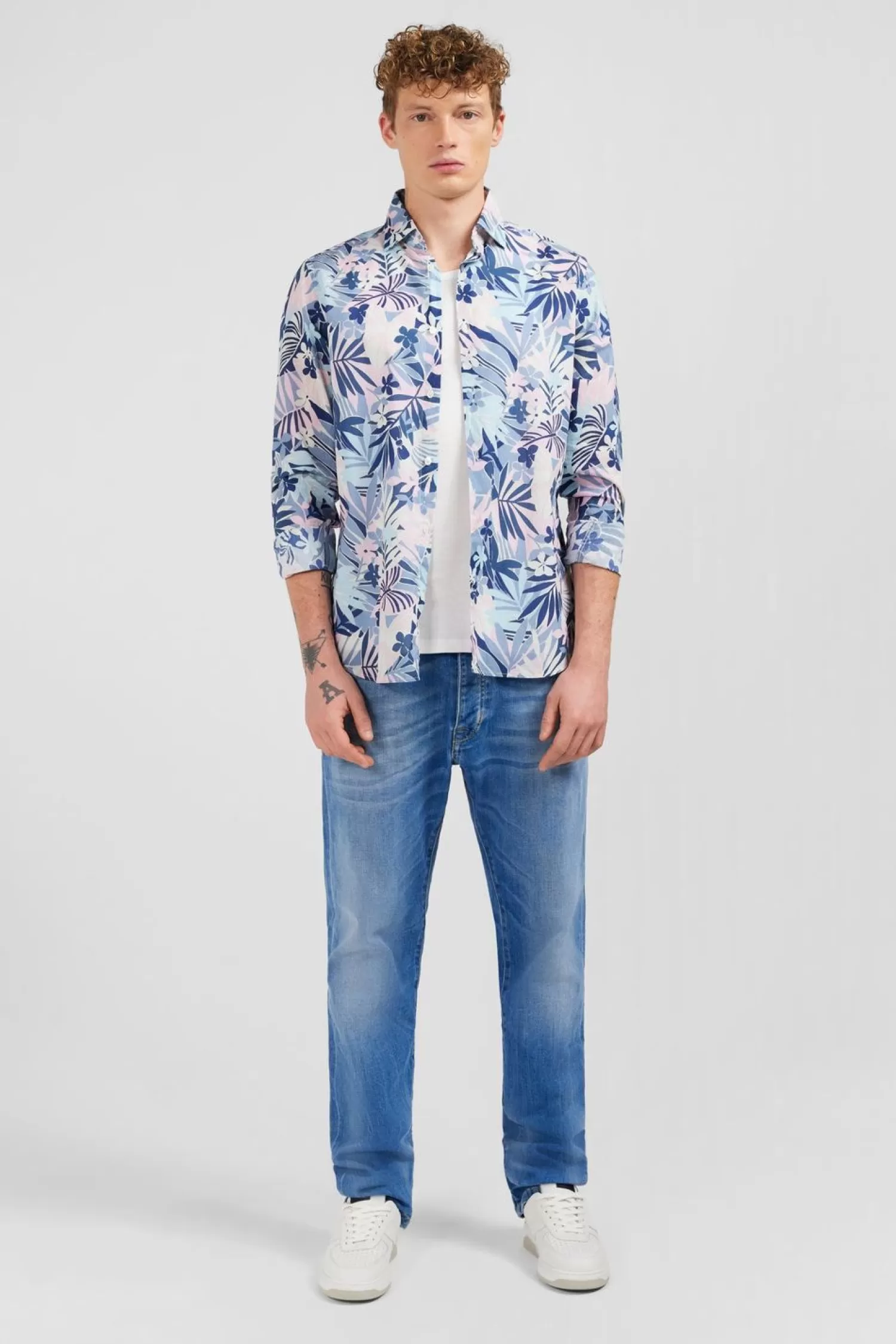 Eden Park Chemise En Voile De Coton A Motif Tropical-Homme Chemises