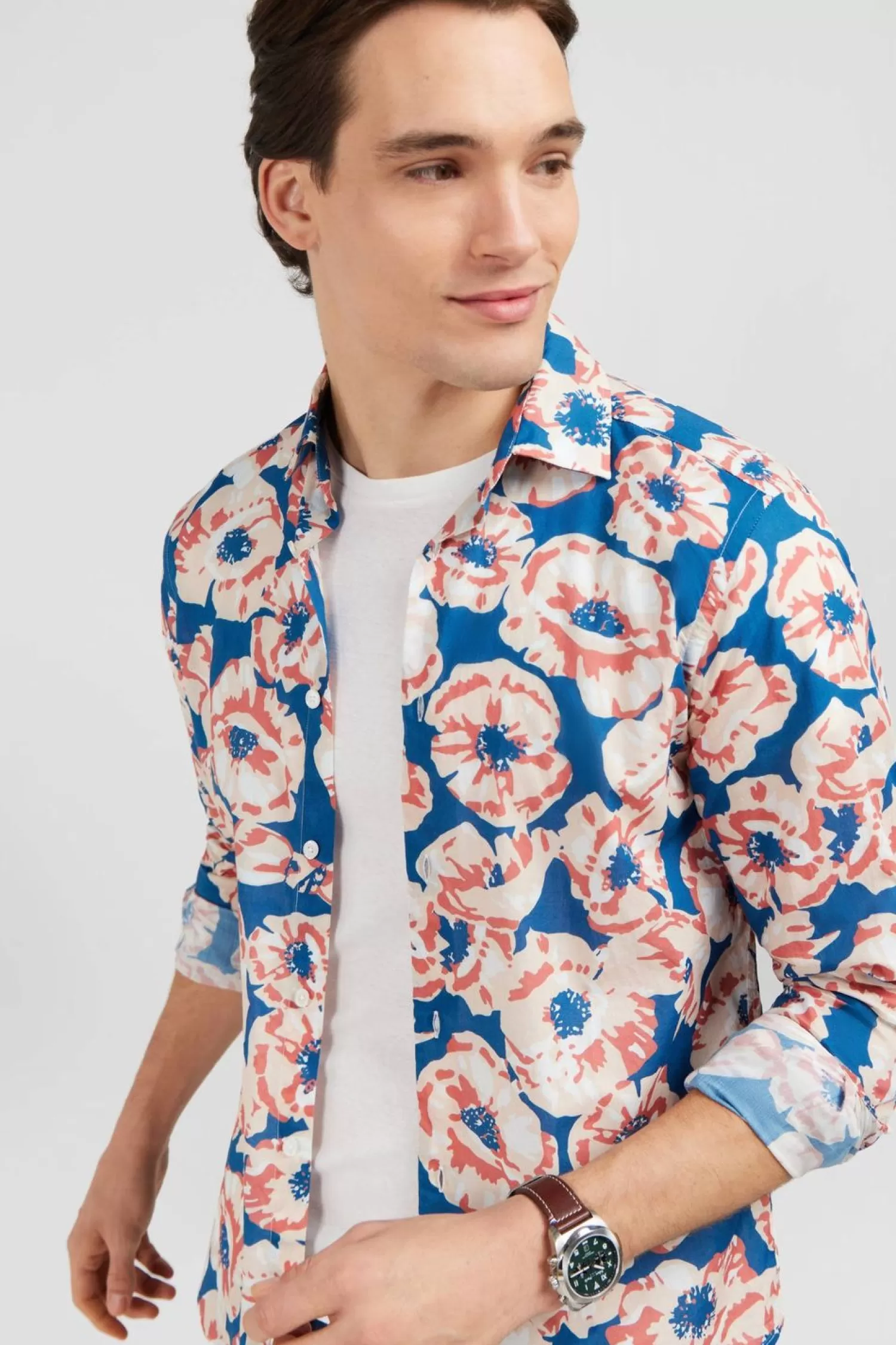 Eden Park Chemise En Voile De Coton Imprimee Larges Fleurs-Homme Chemises