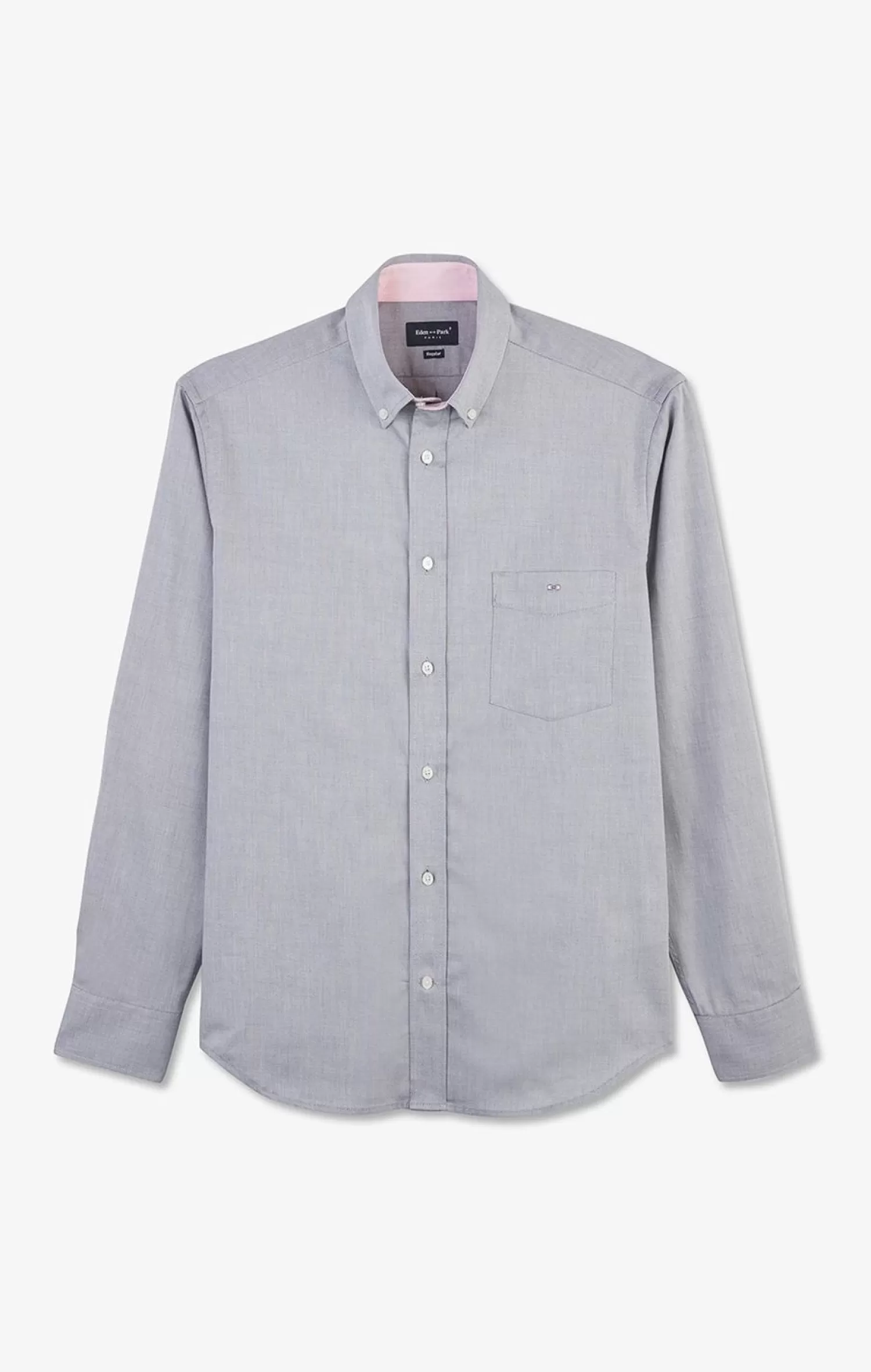 Eden Park Chemise Gris Clair Unie En Coton-Homme Chemises