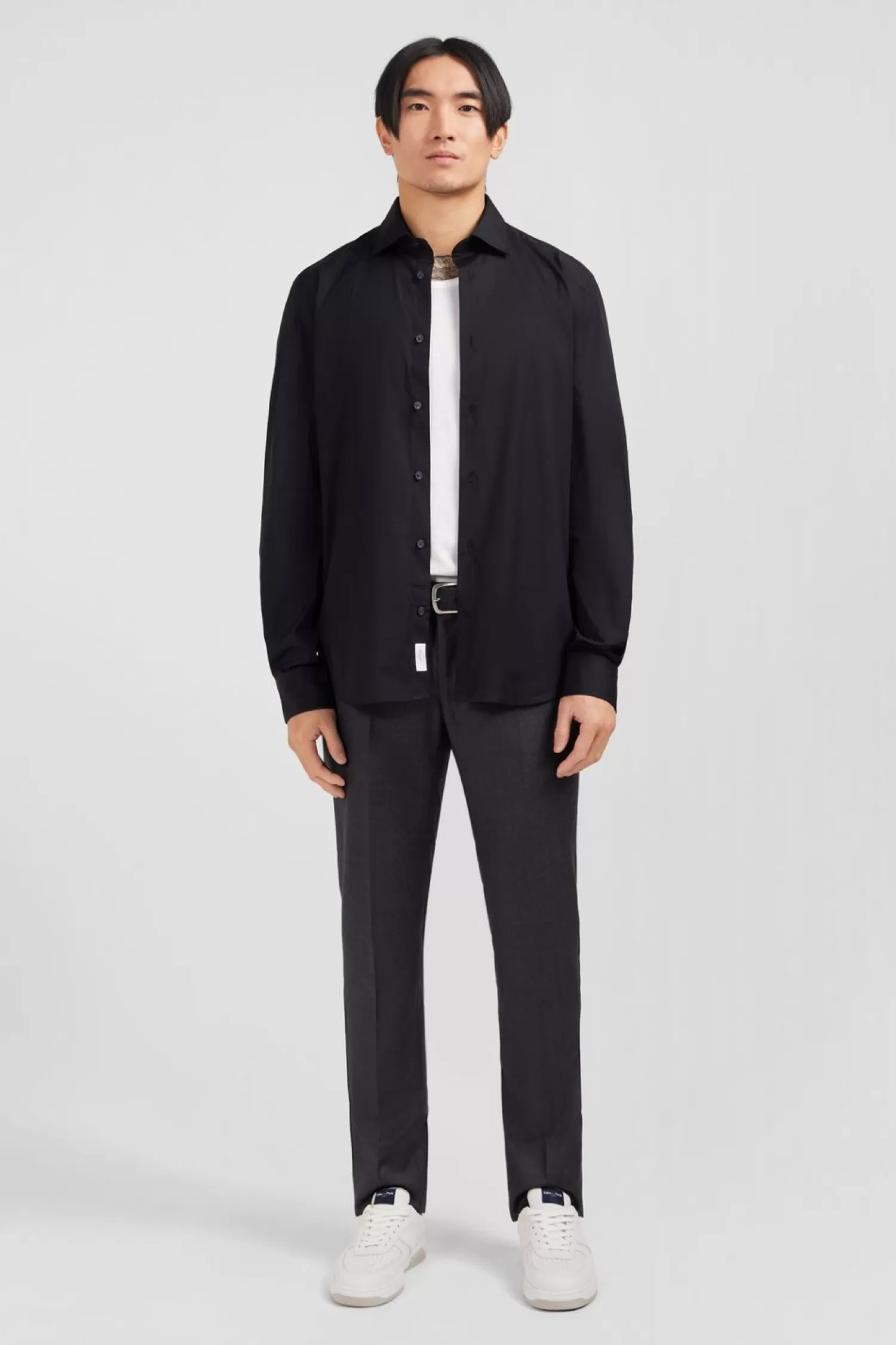 Eden Park Chemise Noir Slim En Popeline Stretch-Homme Chemises