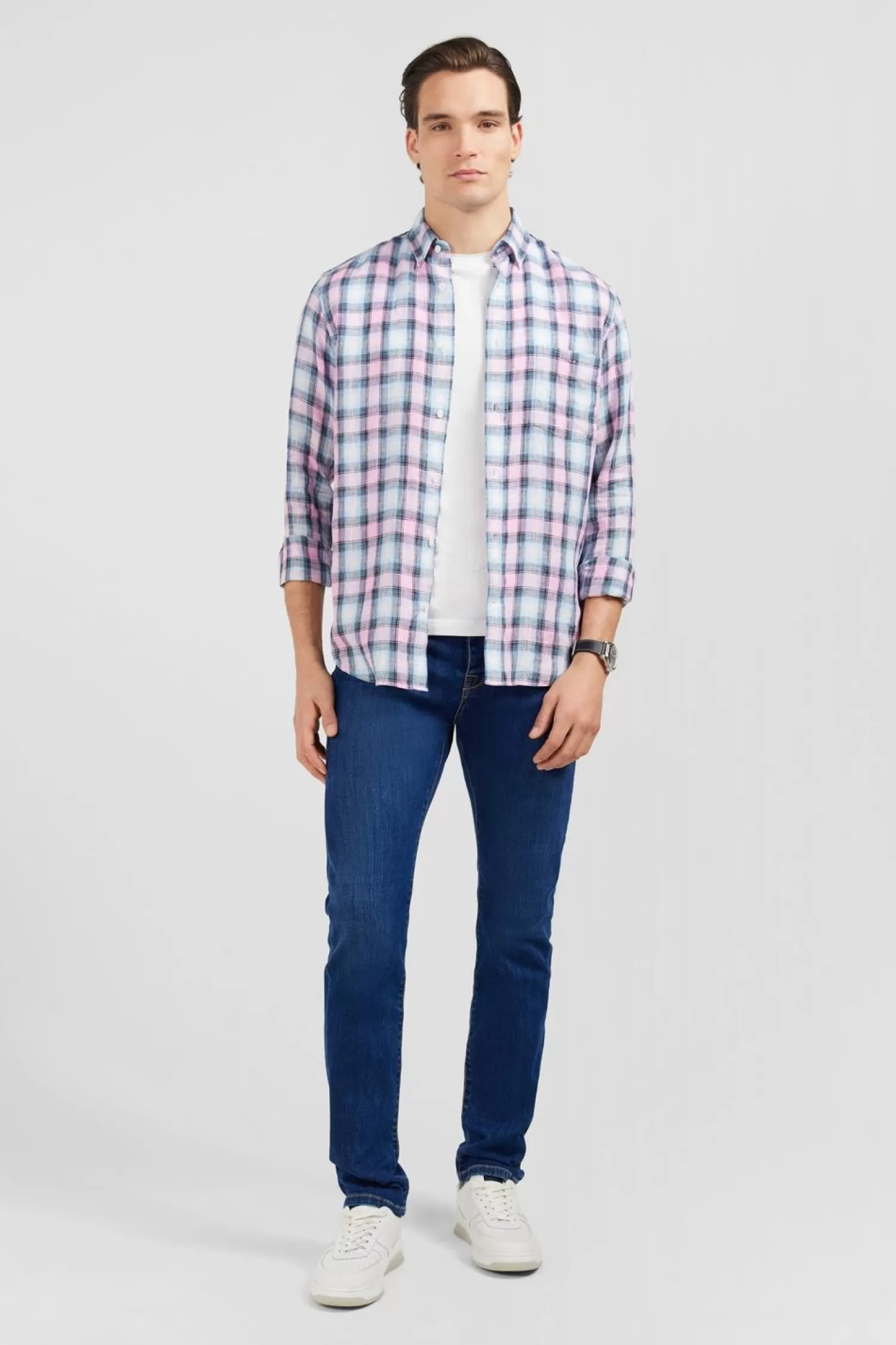 Eden Park Chemise Rose A Carreaux-Homme Chemises