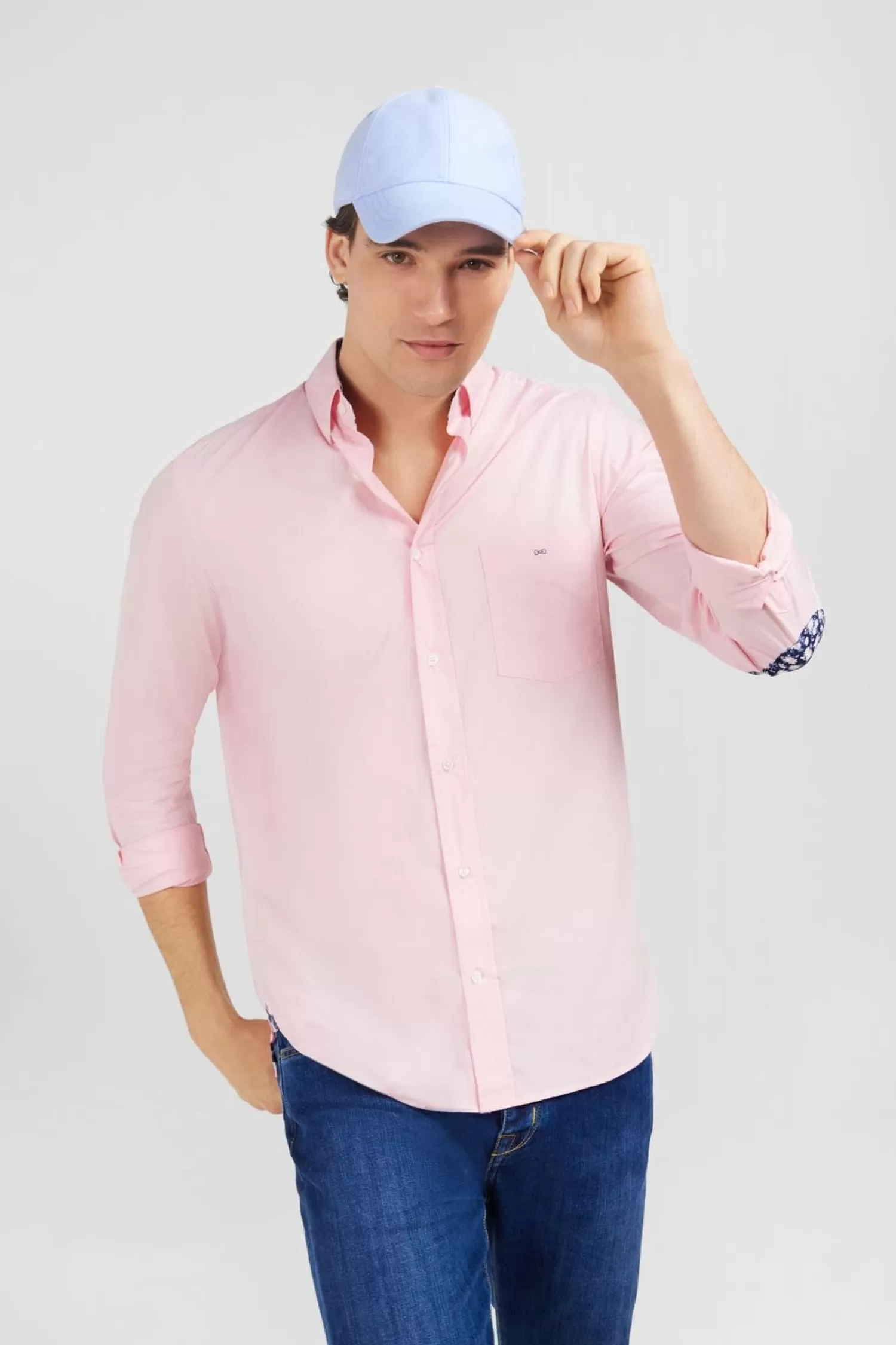 Eden Park Chemise Rose A Coudieres Fleuries-Homme Chemises