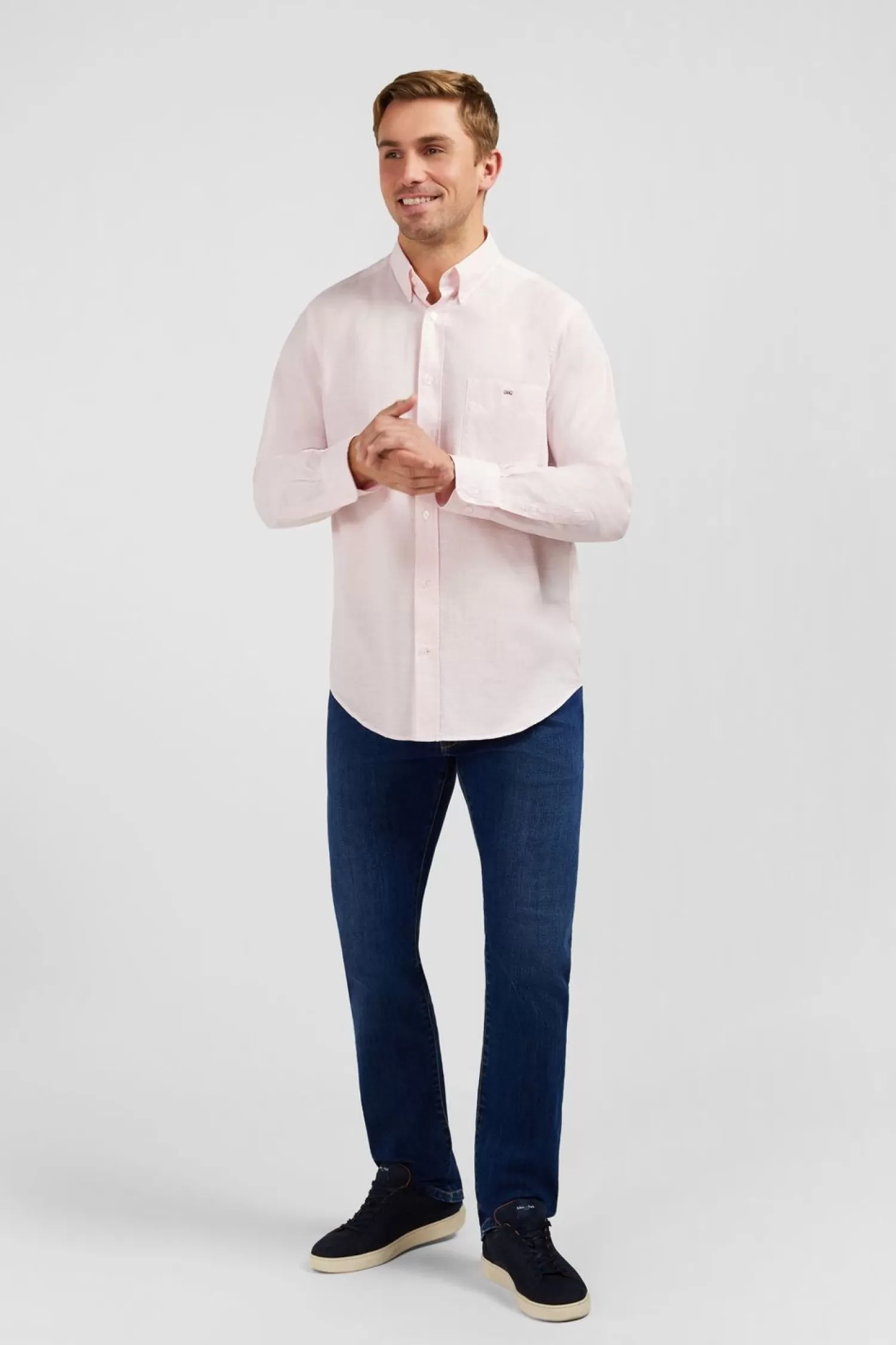 Eden Park Chemise Rose En Coton Dobby-Homme Chemises