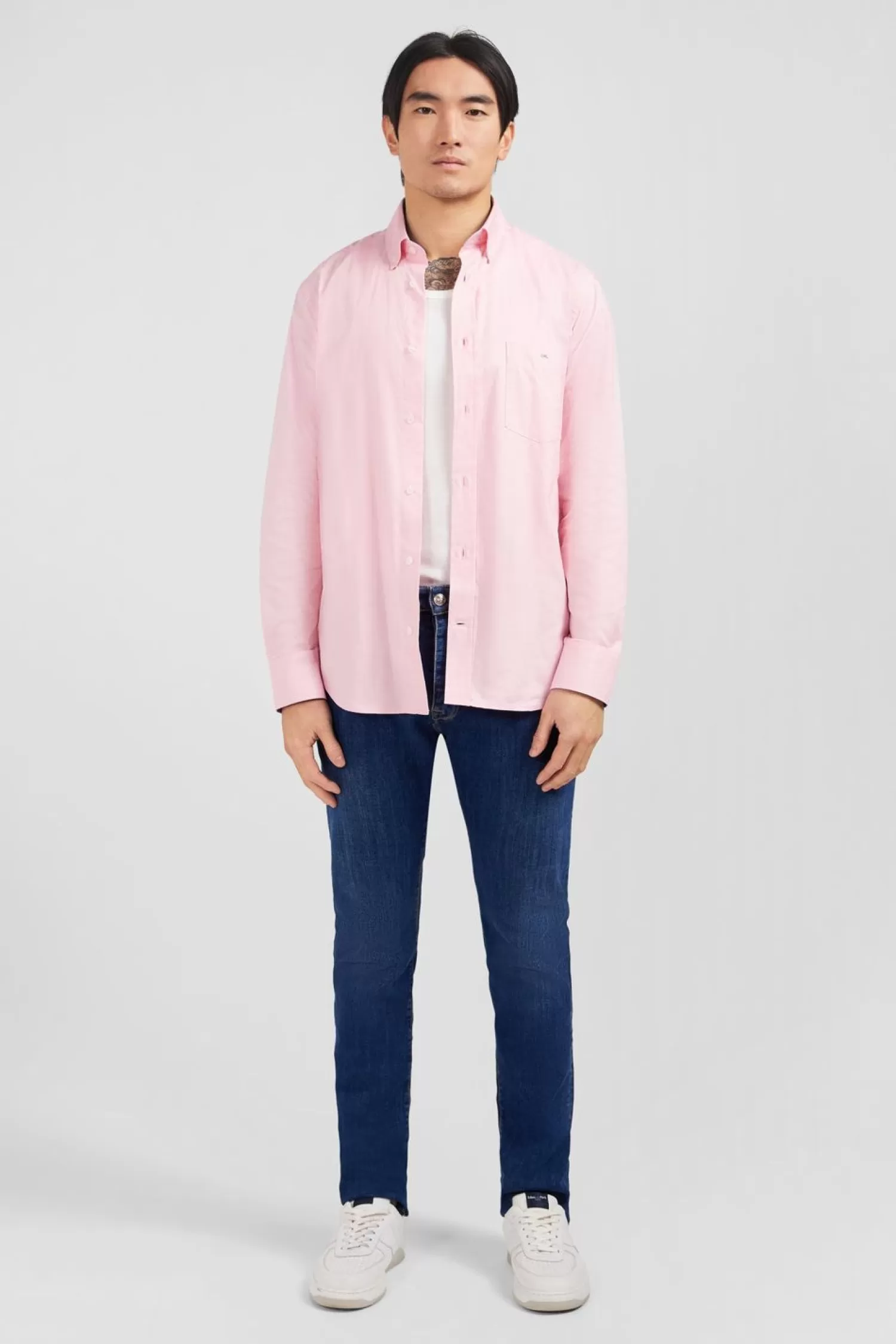 Eden Park Chemise Rose Unie En Coton-Homme Chemises