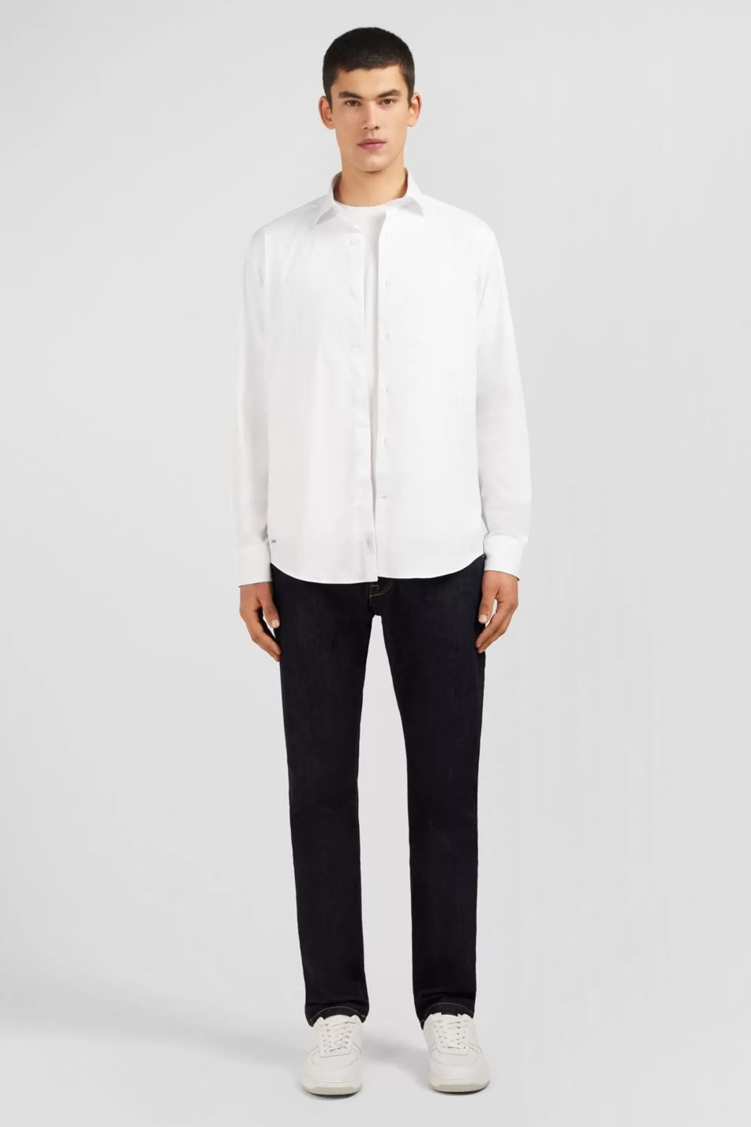 Eden Park Chemise Unie Blanche En Coton Coupe Classique-Homme Chemises