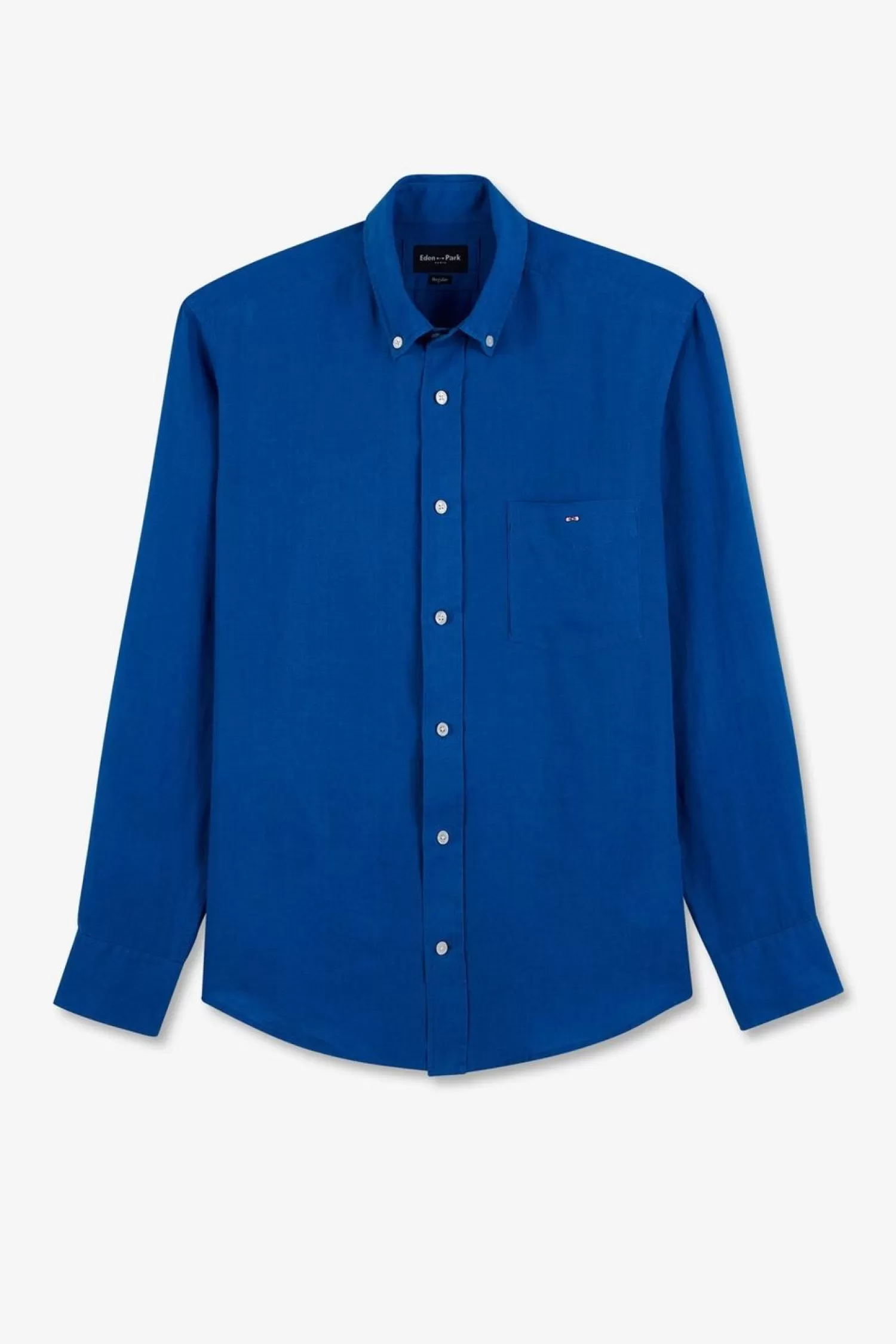 Eden Park Chemise Unie Bleue En Lin-Homme Chemises