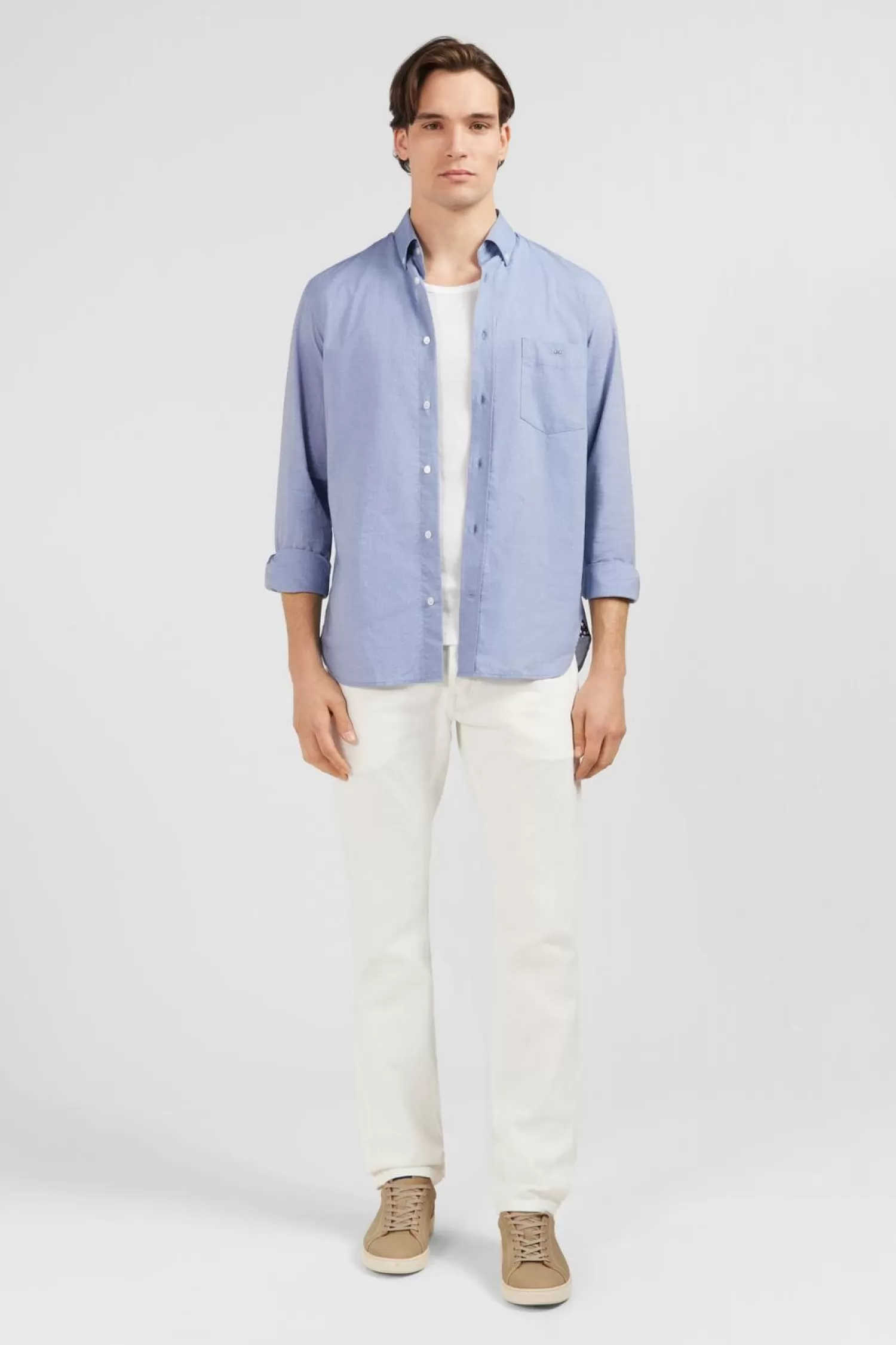 Eden Park Chemise Unie Ciel En Coton Coupe Classique-Homme Chemises