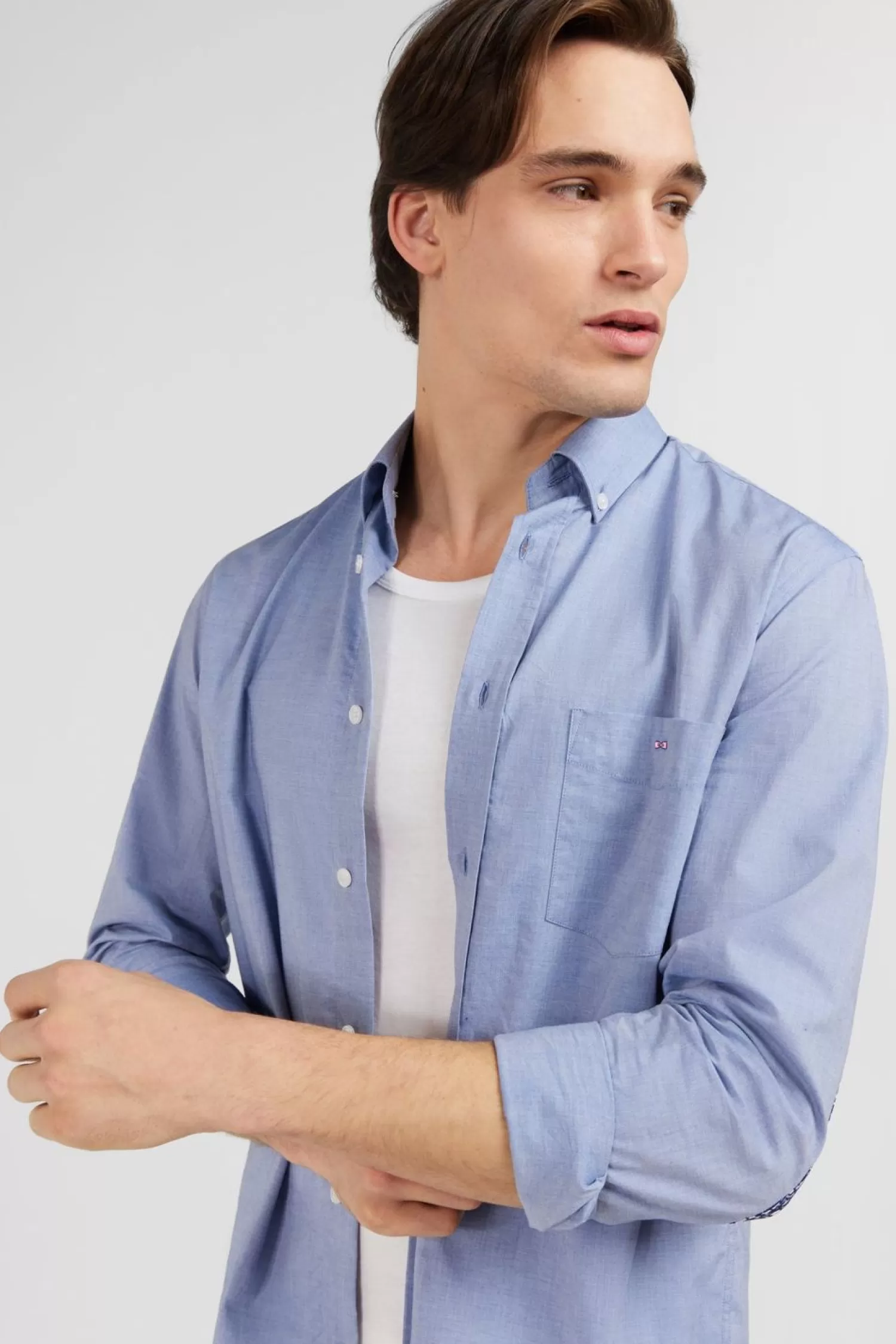 Eden Park Chemise Unie Ciel En Coton Coupe Classique-Homme Chemises