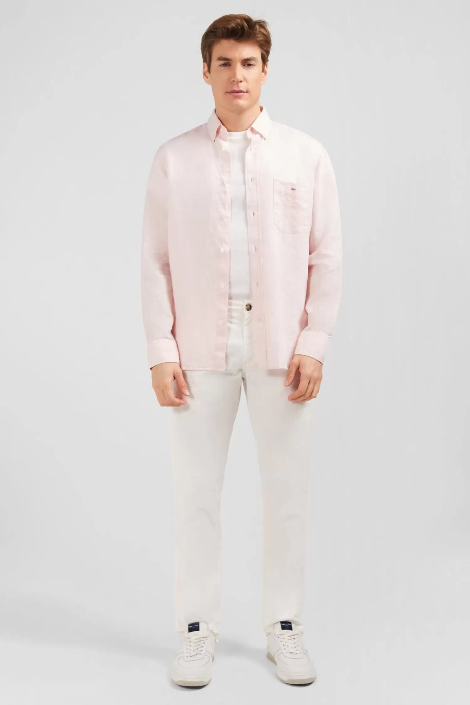 Eden Park Chemise Unie Rose En Lin-Homme Chemises