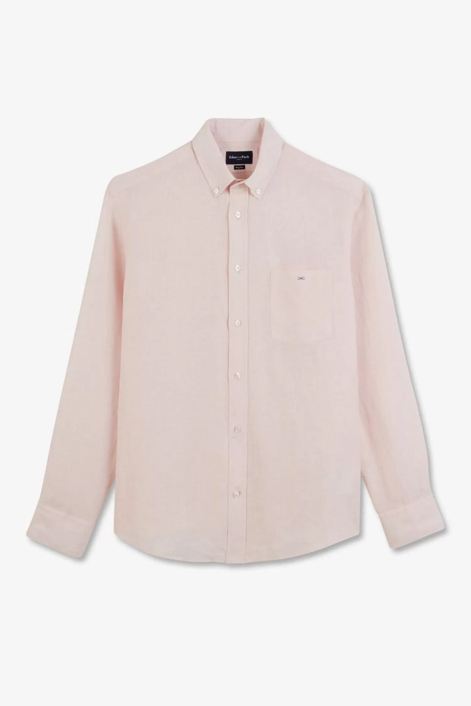 Eden Park Chemise Unie Rose En Lin-Homme Chemises