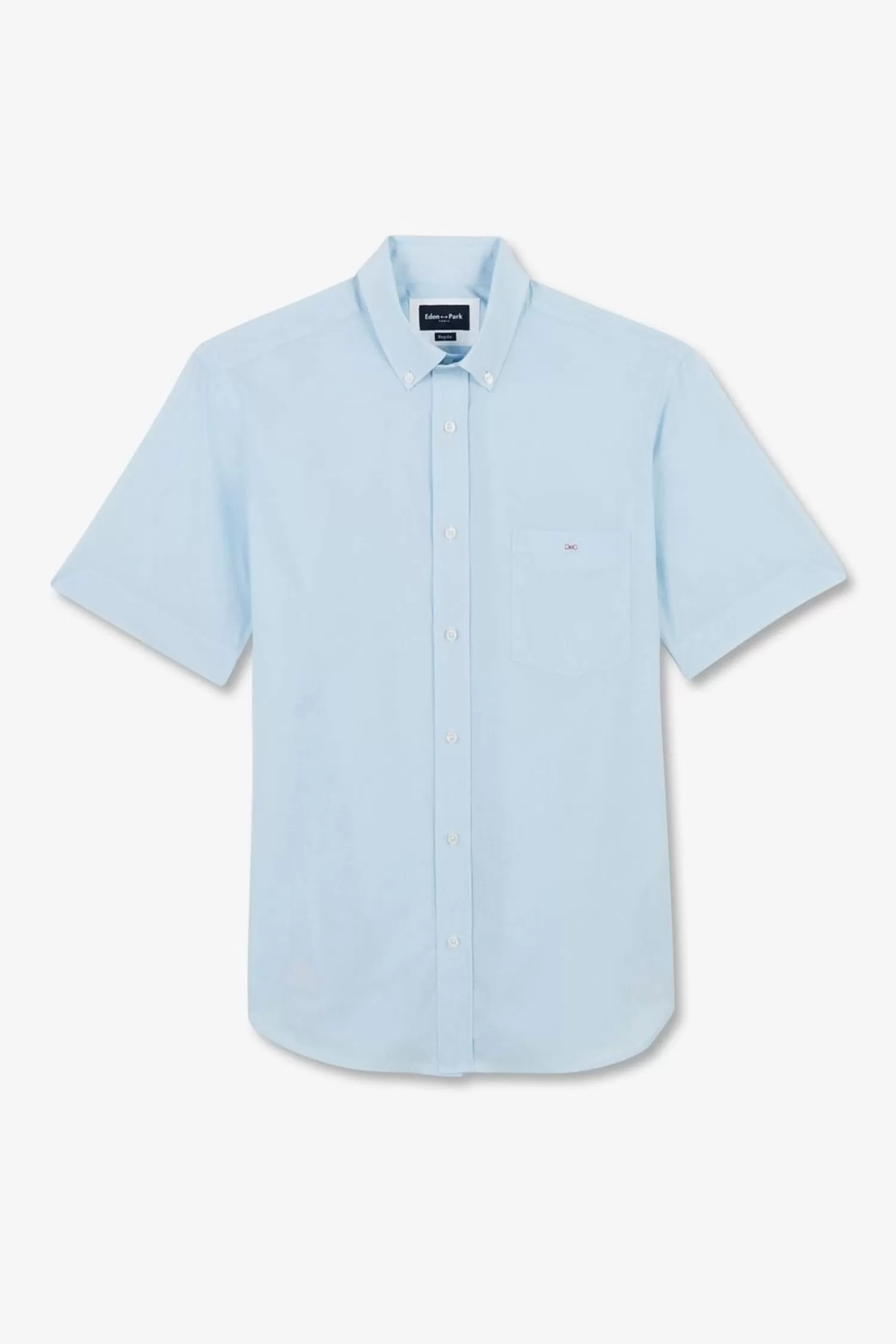 Eden Park Chemisette Bleu Clair En Coton Dobby-Homme Chemisettes