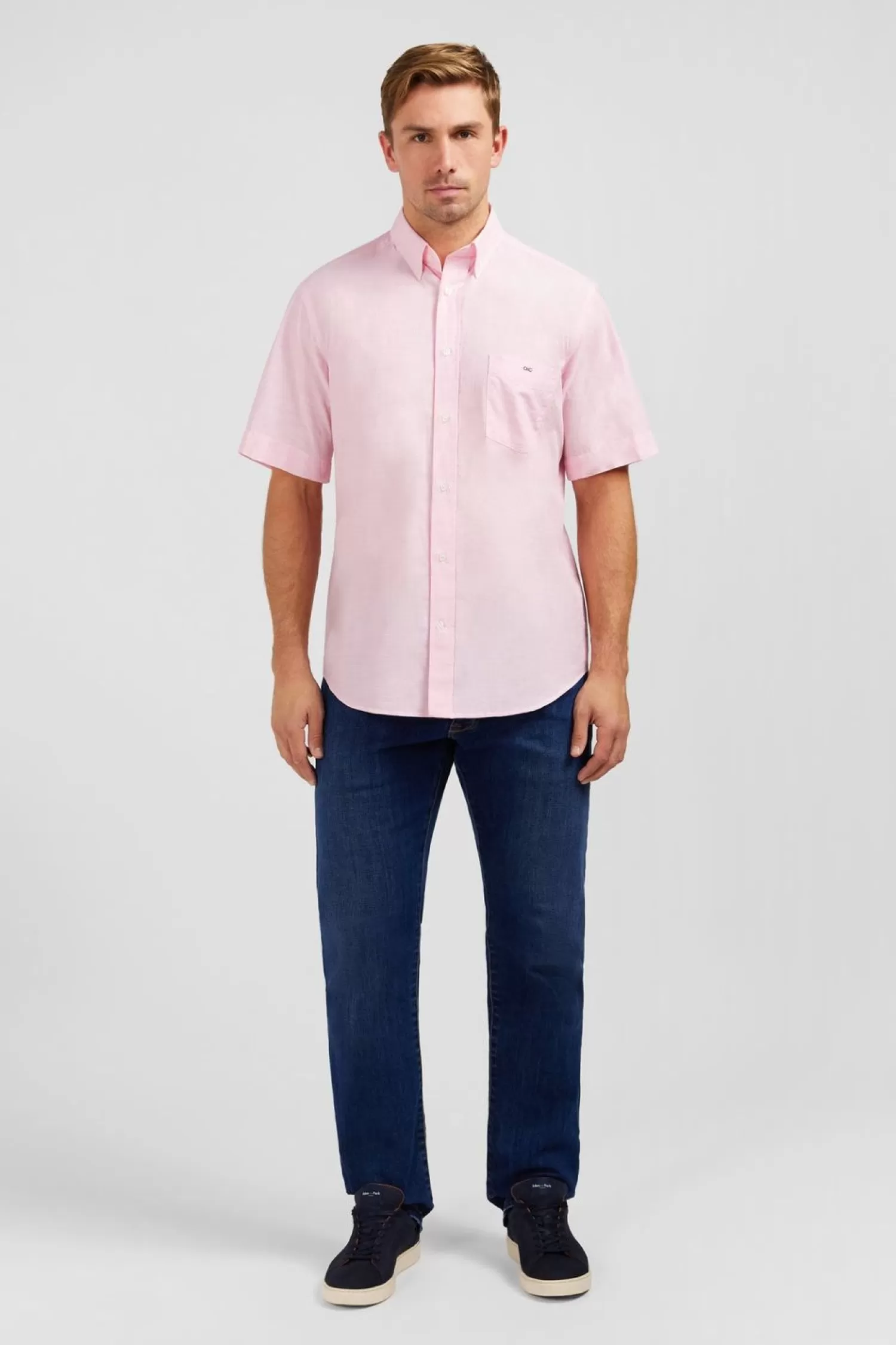 Eden Park Chemisette Rose En Coton Dobby-Homme Chemisettes