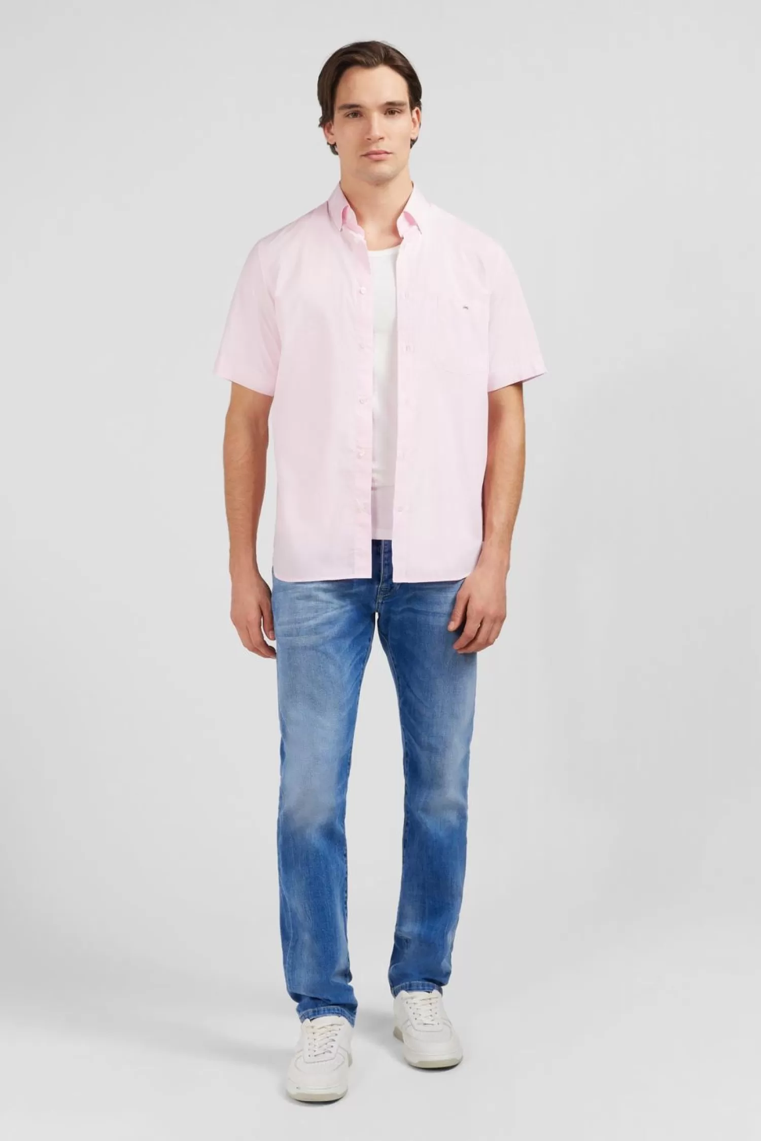 Eden Park Chemisette Rose En Coton Dobby-Homme Chemisettes