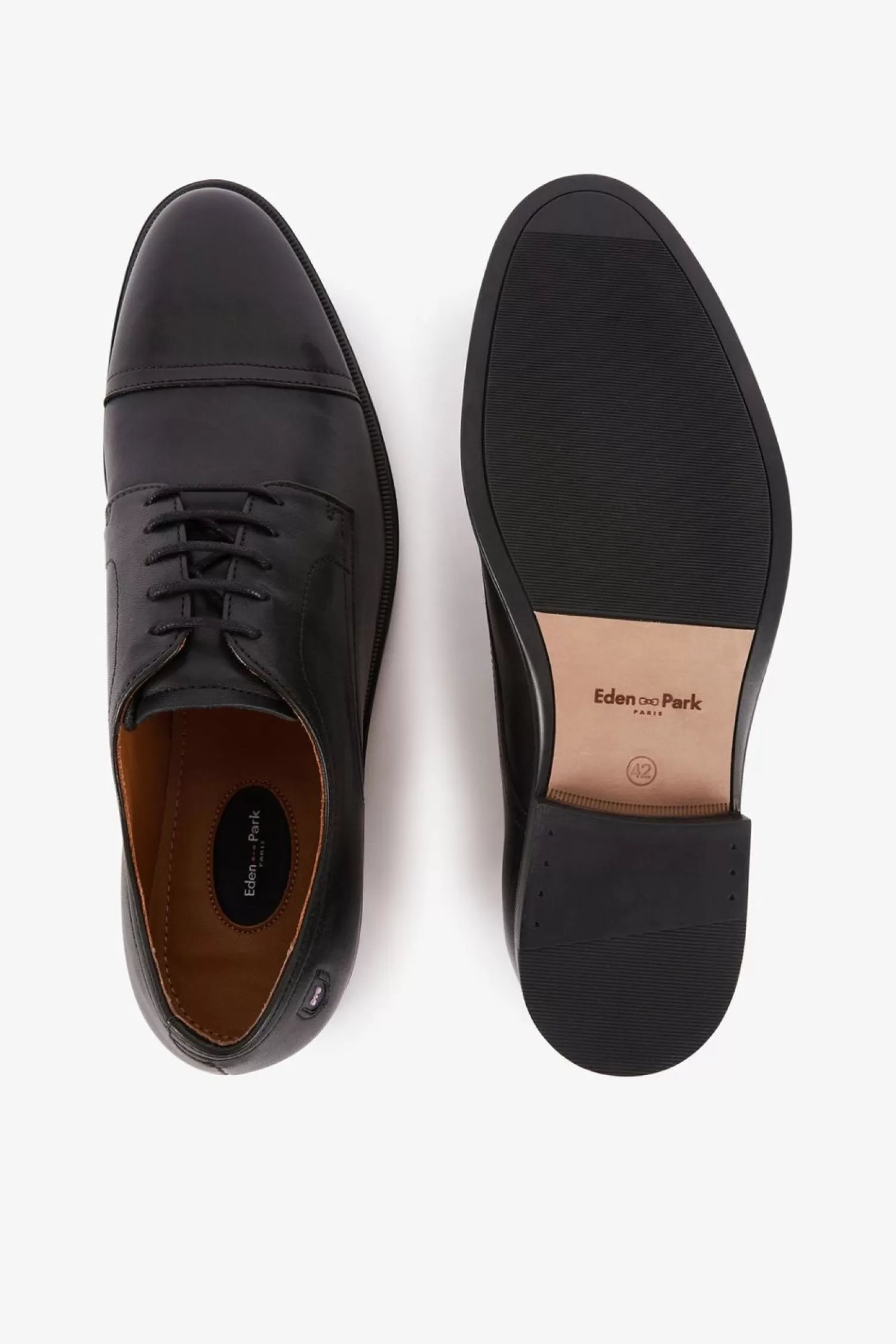 Eden Park Derbies En Cuir Lisse Noir-Homme Derbies