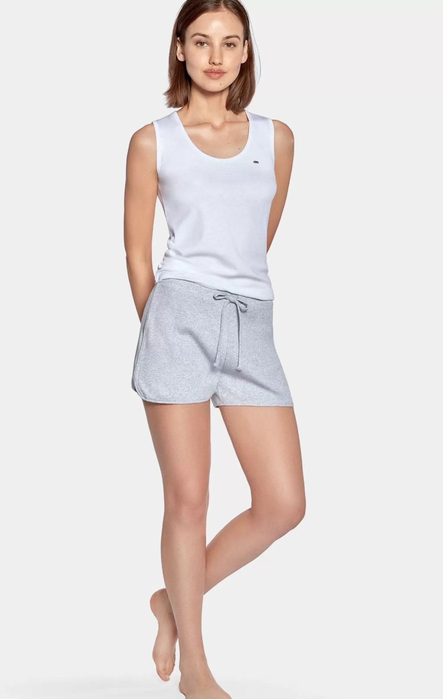 Eden Park Ensemble Pyjama Court Gris En Coton Stretch-Femme Pyjamas