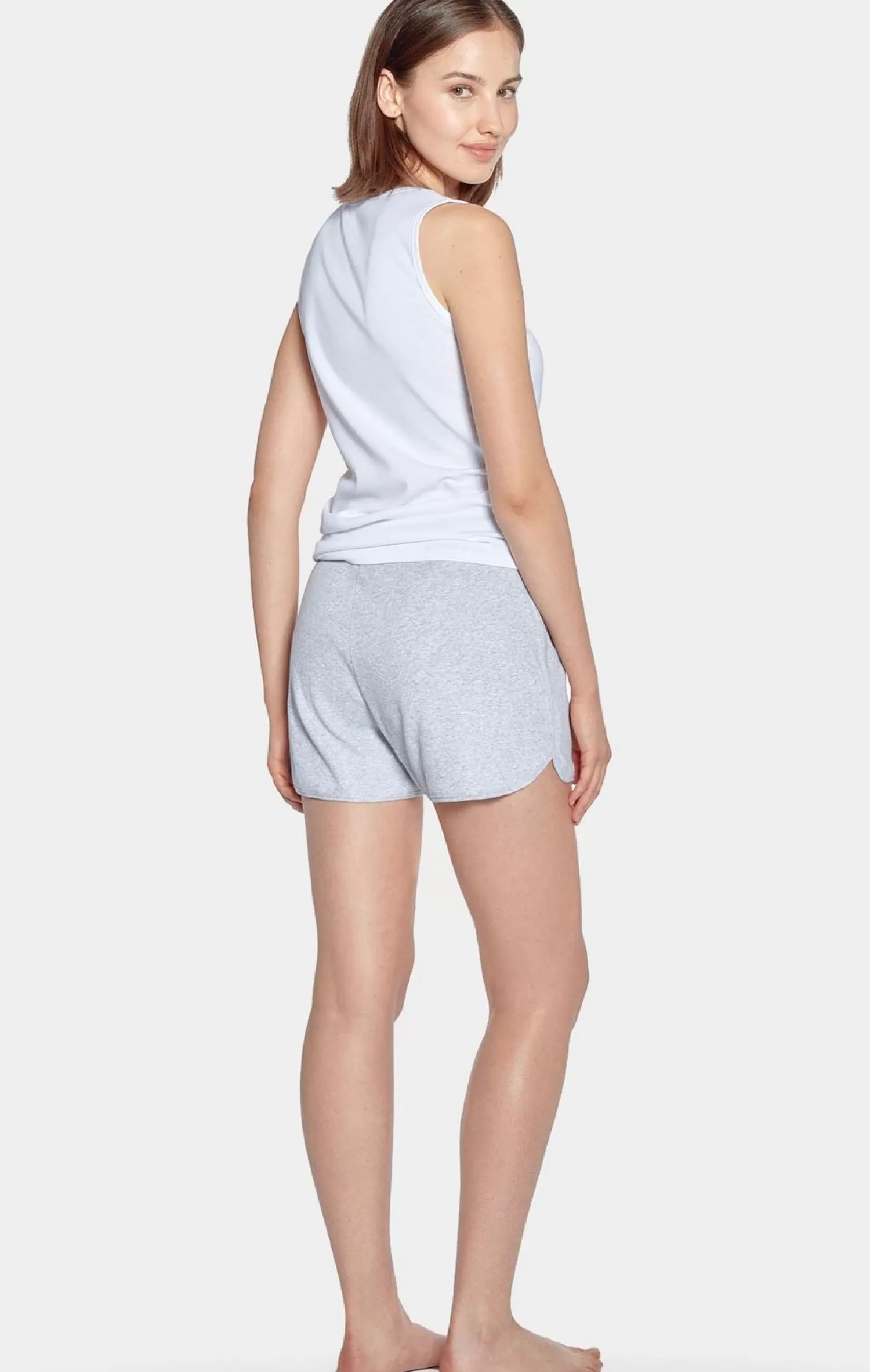 Eden Park Ensemble Pyjama Court Gris En Coton Stretch-Femme Pyjamas