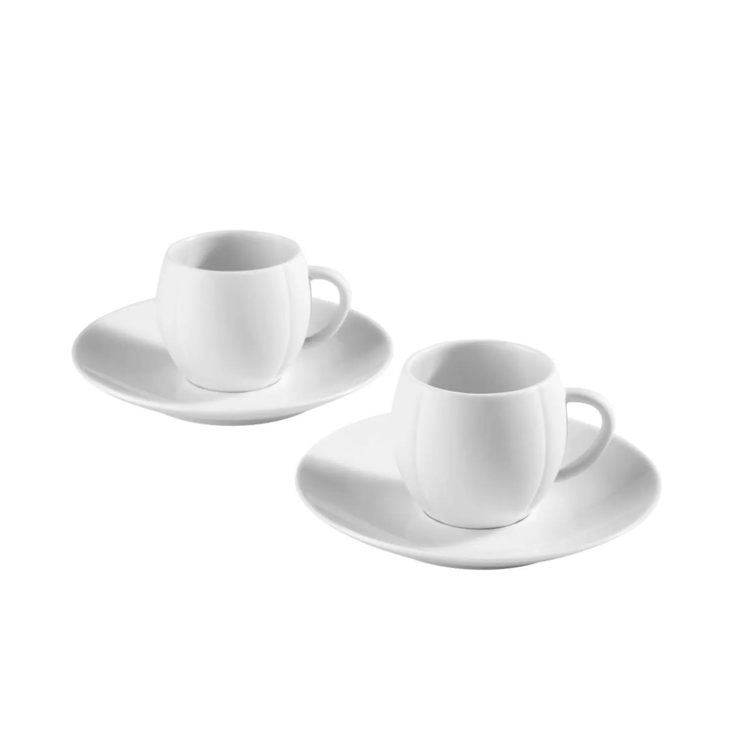 Eden Park Lot De 2 Tasses Et Sous-Tasses Blanches En Porcelaine- Art De La Table
