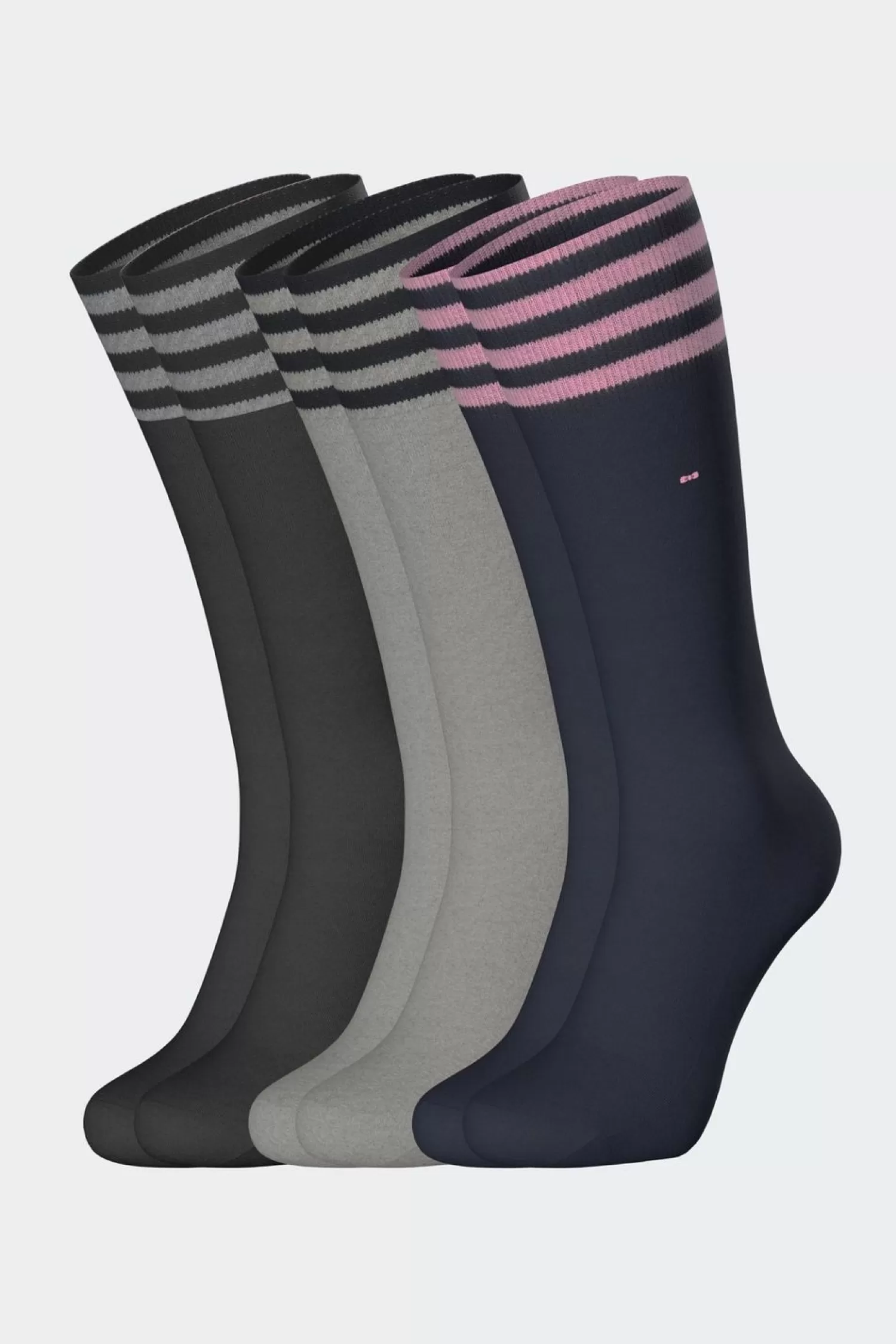 Eden Park Lot De 3 Paires De Chaussettes A Bords Rayes En Coton Stretch-Homme Chaussettes