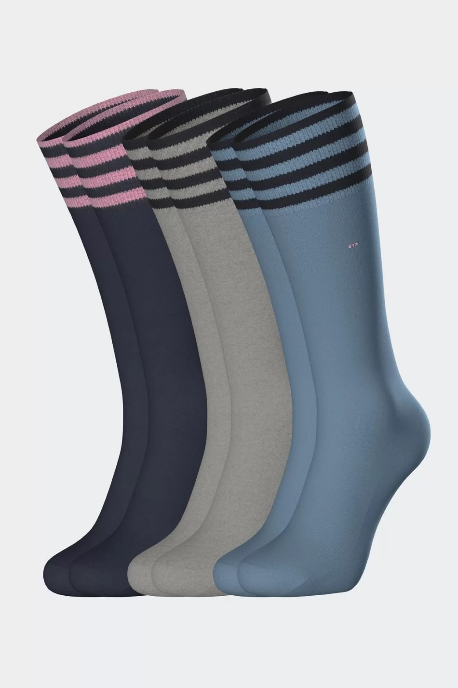 Eden Park Lot De 3 Paires De Chaussettes A Bords Rayes En Coton Stretch-Homme Chaussettes